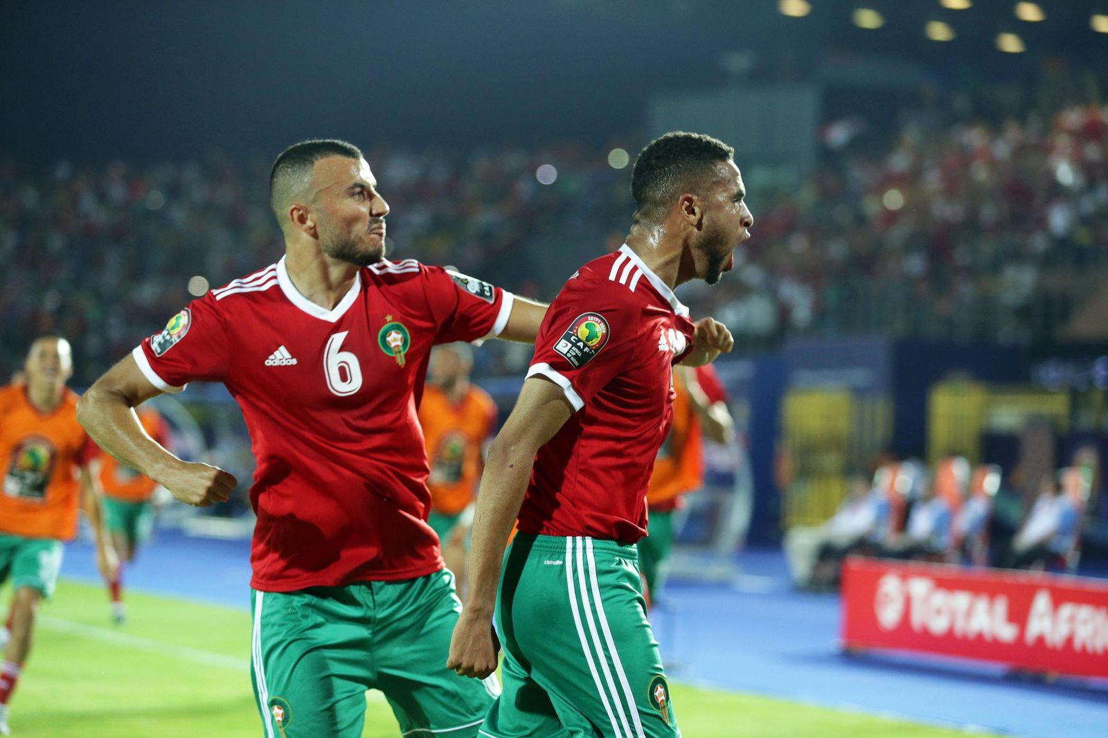 En-Nesyri celebra un gol con Marruecos en la última Copa Africana.