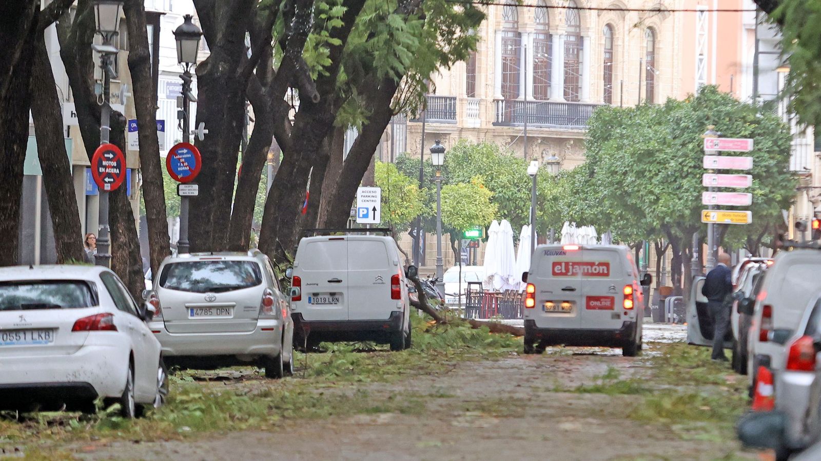 Imágenes del paso de la borrasca Kristin por el centro de Jerez
