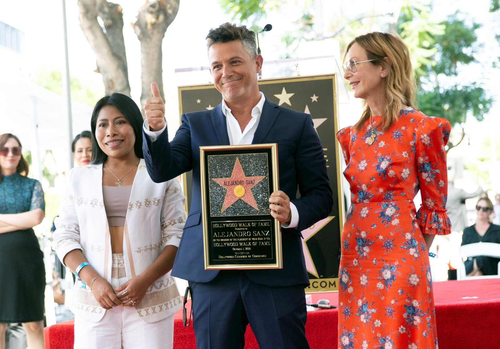 Alejandro Sanz durante la inauguración de su estrella en el Paseo de la Fama.