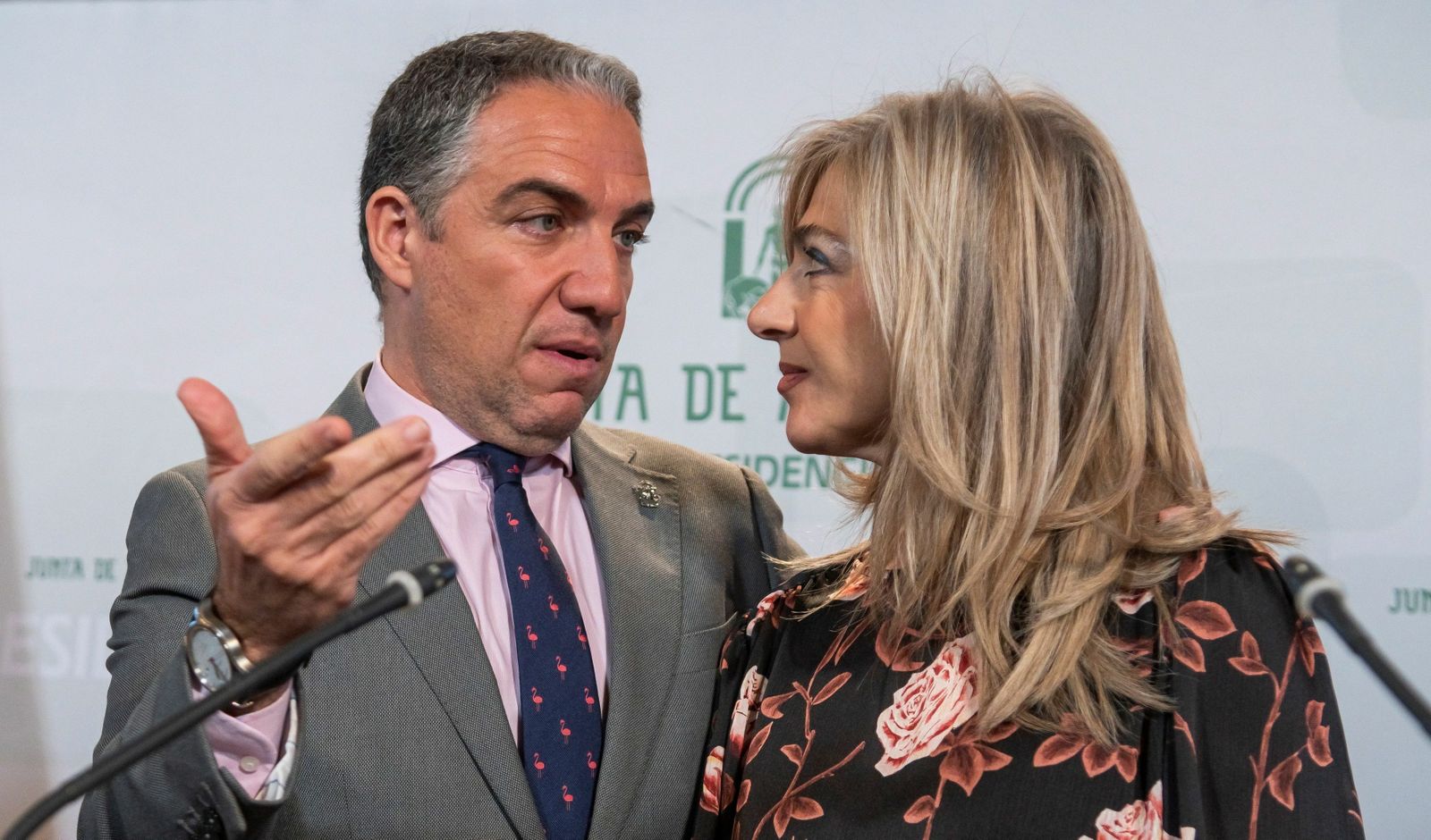 El portavoz y la consejera de Cultura, Elías Bendodo y Patricia del Pozo, respectivamente, en San Telmo.