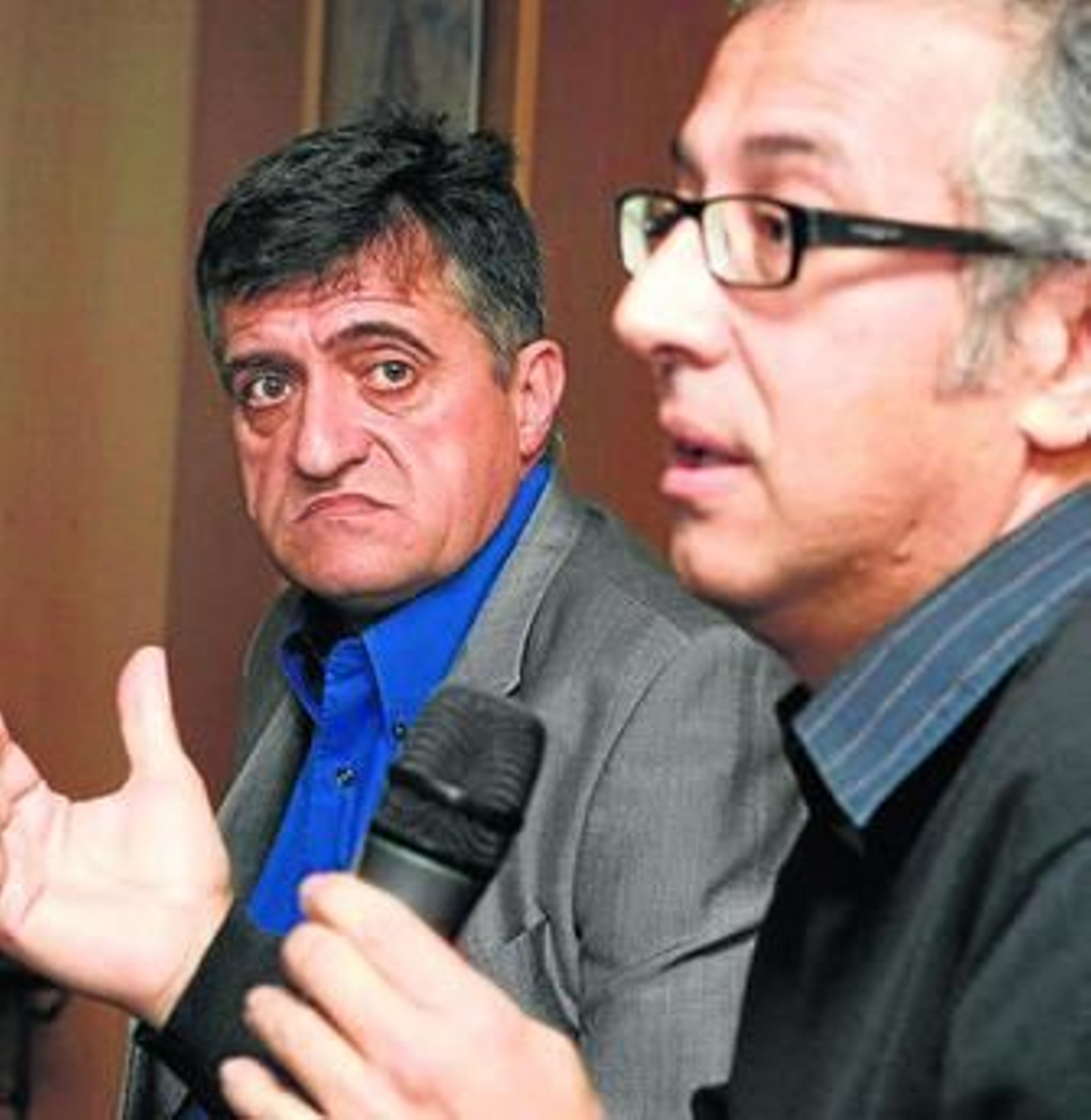 El Gran Wyoming y Miguel Romero, en primer plano, ayer.