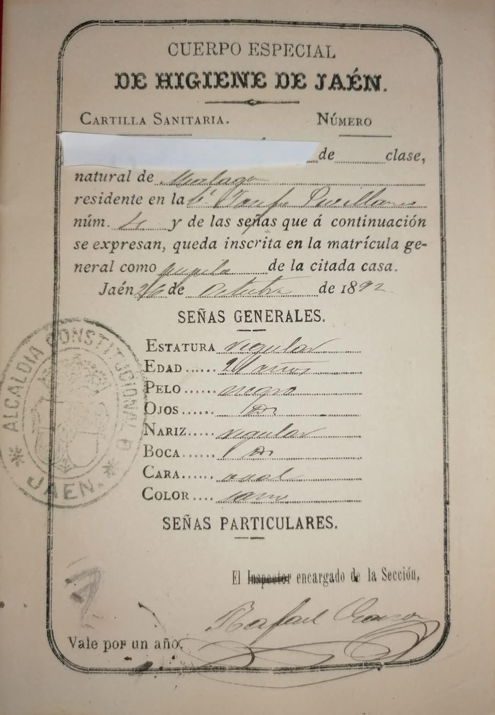 Documento del año 1891, donde por el entoces Alcalde de nuestra ciudad D. José del Prado y Palacio, firma un borrador de 7 capítulos y 43 artículos destinados a regular el ejercicio de la prostitución junto con las medidas sanitarias oportunas.