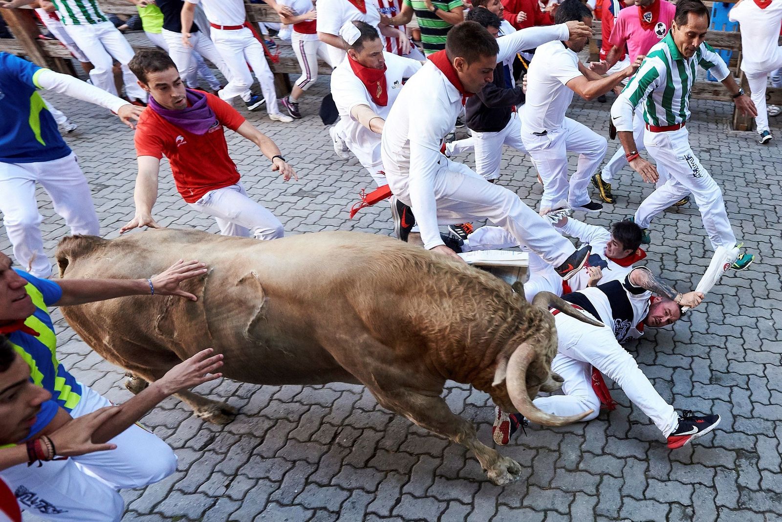 El quinto encierro de los Sanfermines, en imágenes