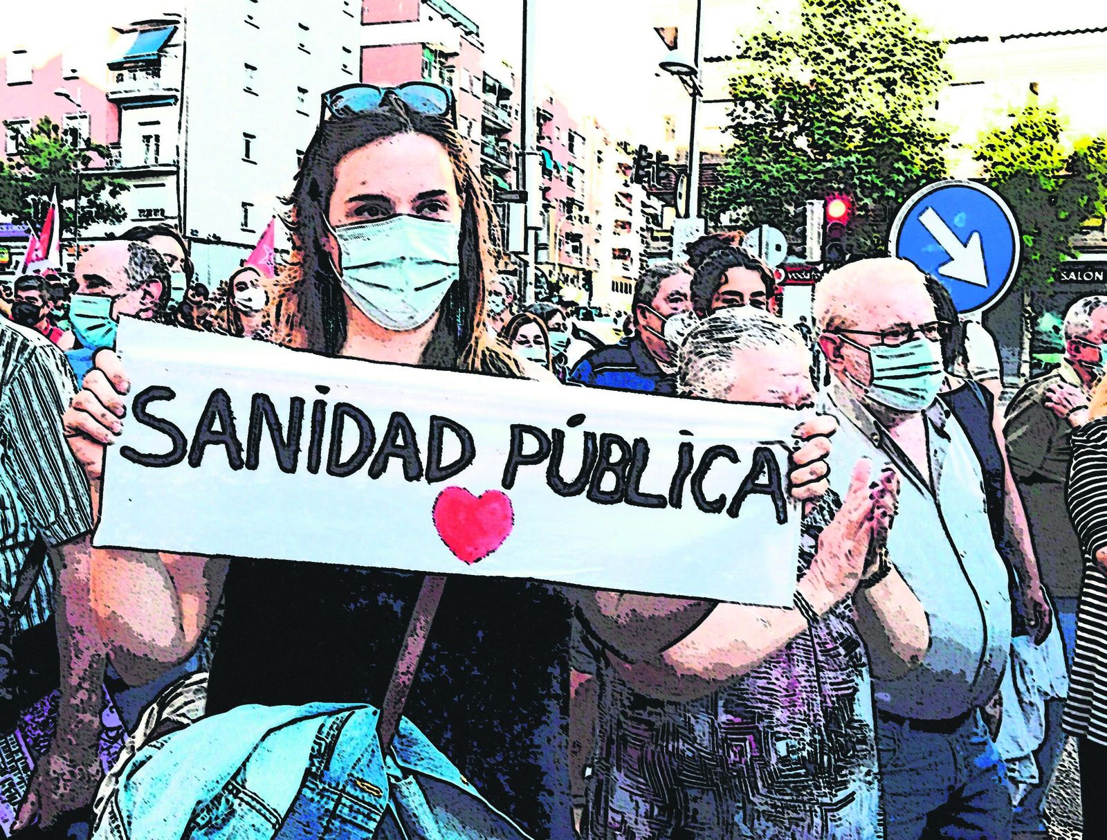 Protesta en defensa de la sanidad pública.