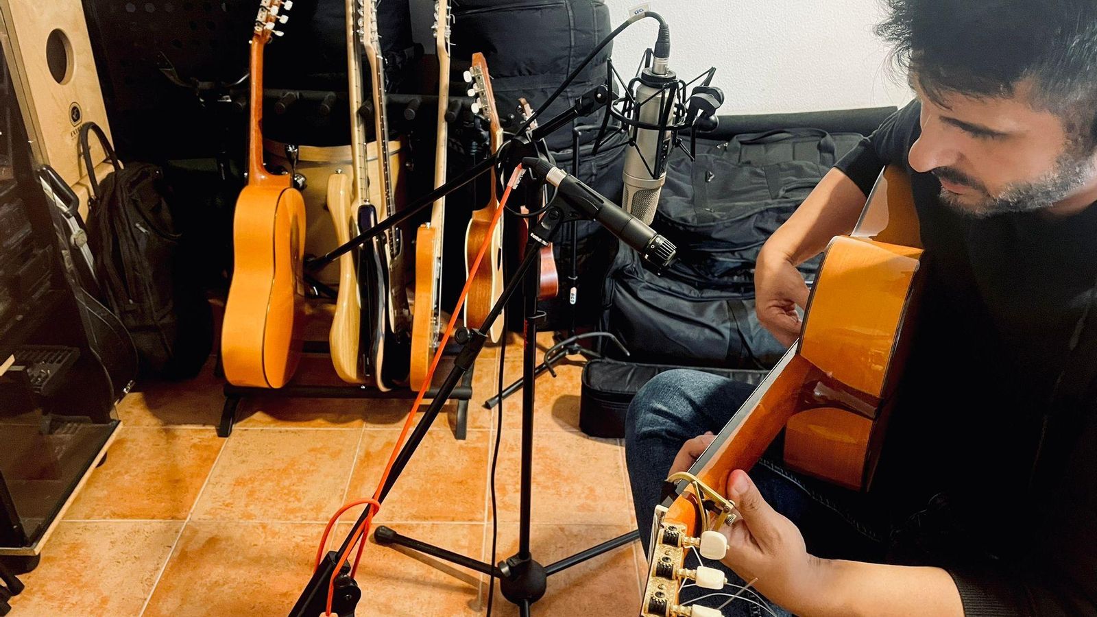 Javier Ibáñez, durante la grabación.