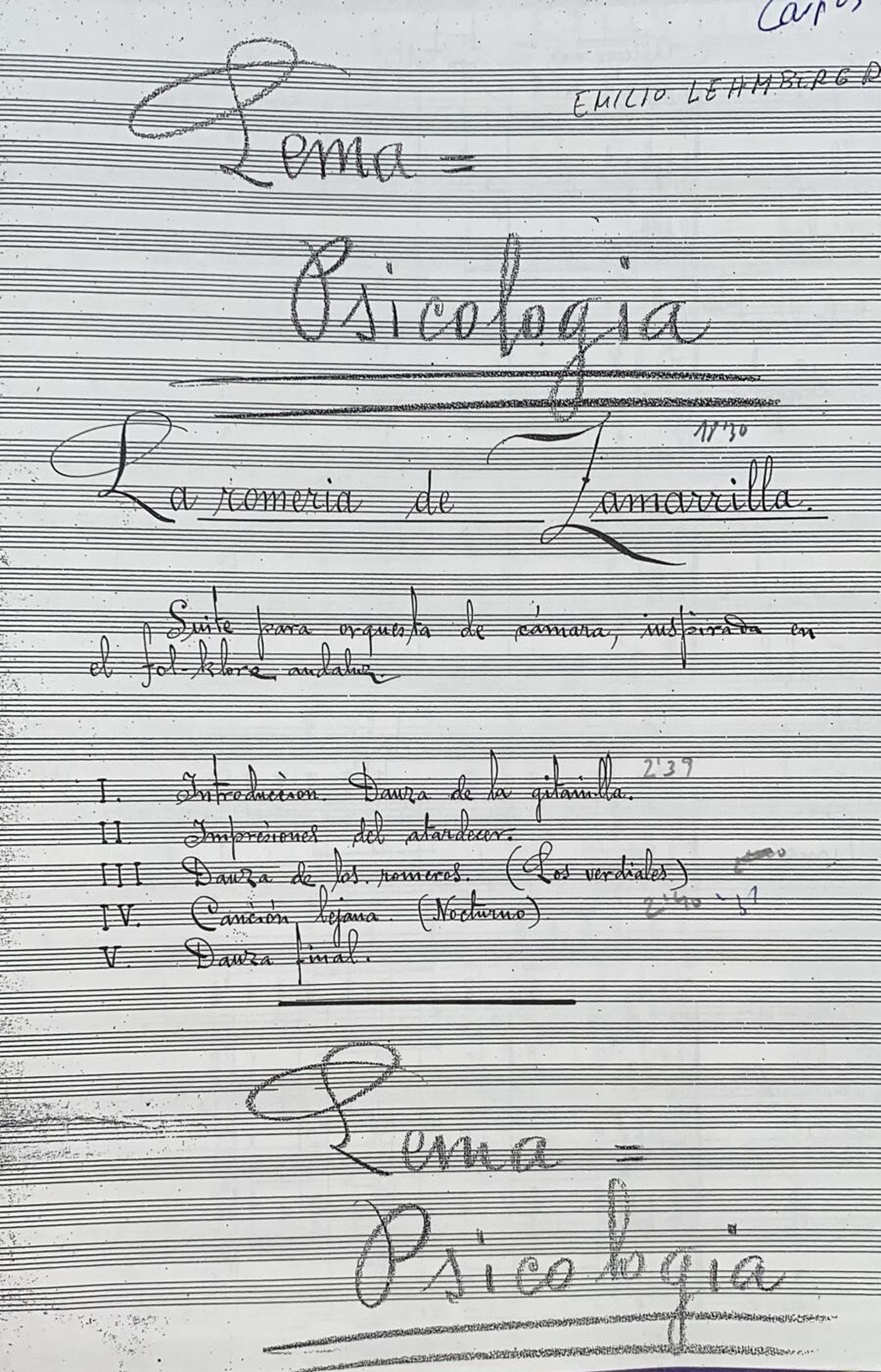 Partitura de 'La Romería de Zamarrilla'.