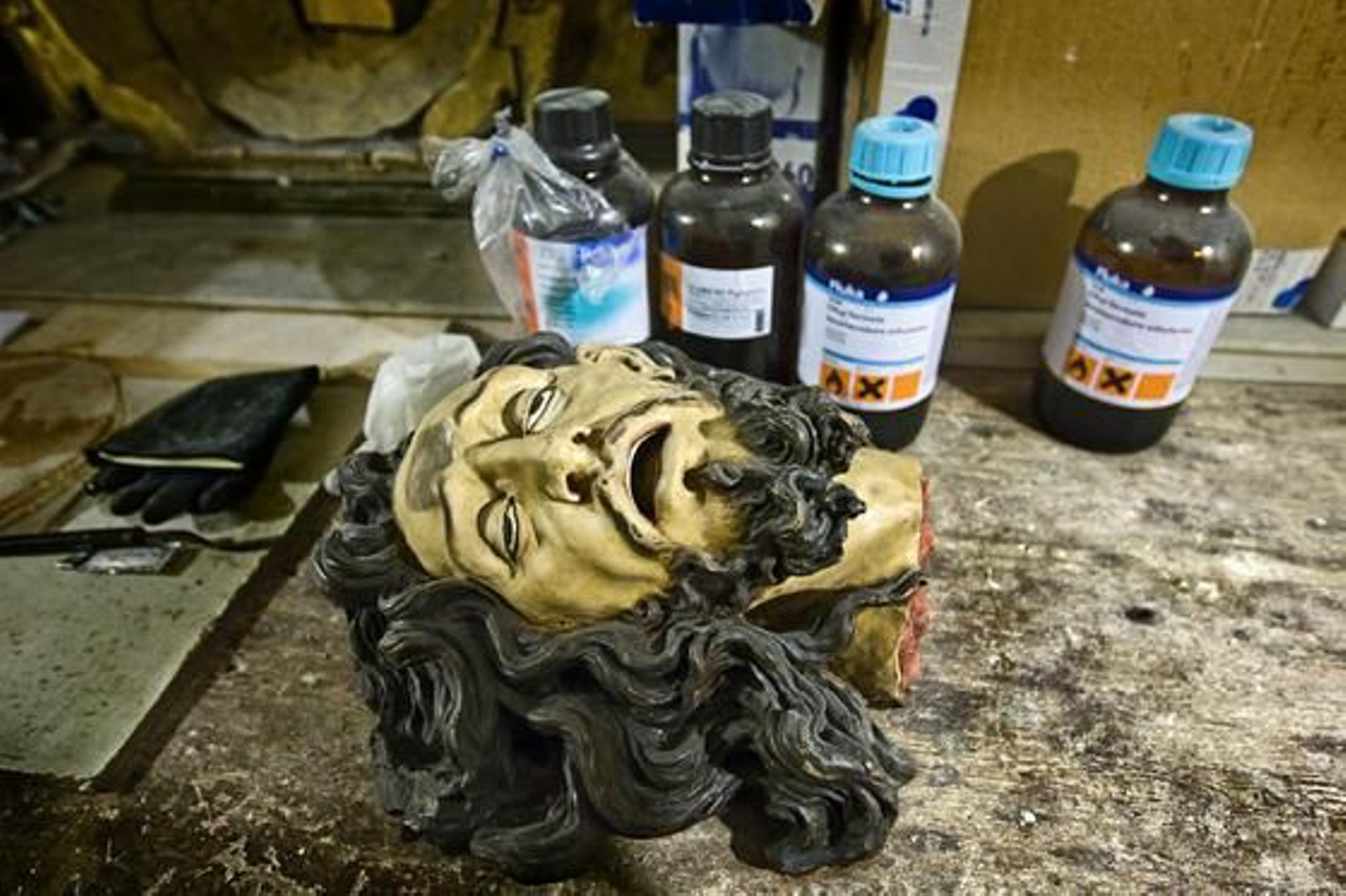 Aparecen nuevos frescos en los trabajos de rehabilitación del Oratorio de San Felipe Neri. 

Foto: Julio Gonzalez