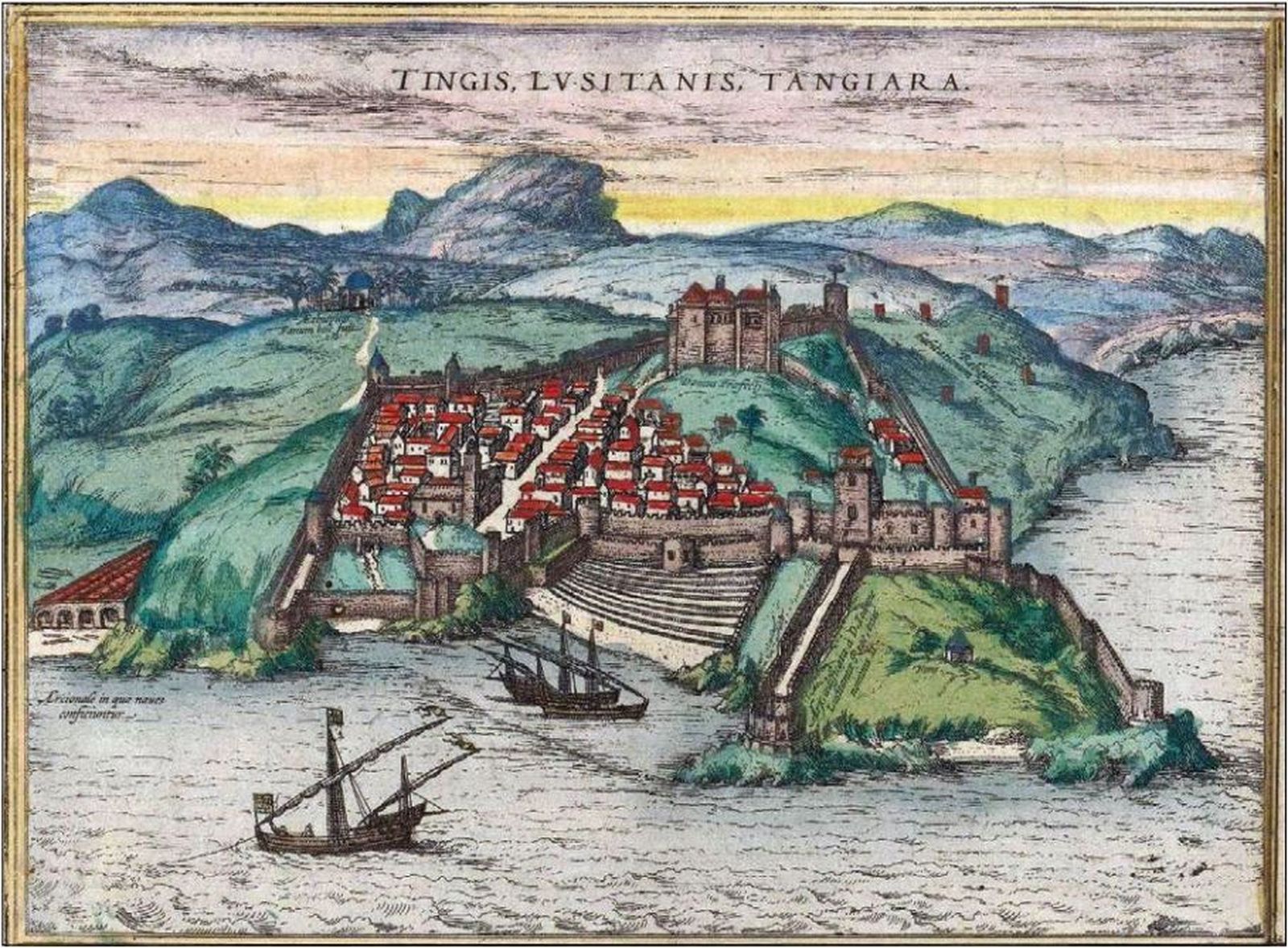 Vista de Tánger. Civitatis Orbis Terrarum (ed. Georg Braun, Amberes, 1577).