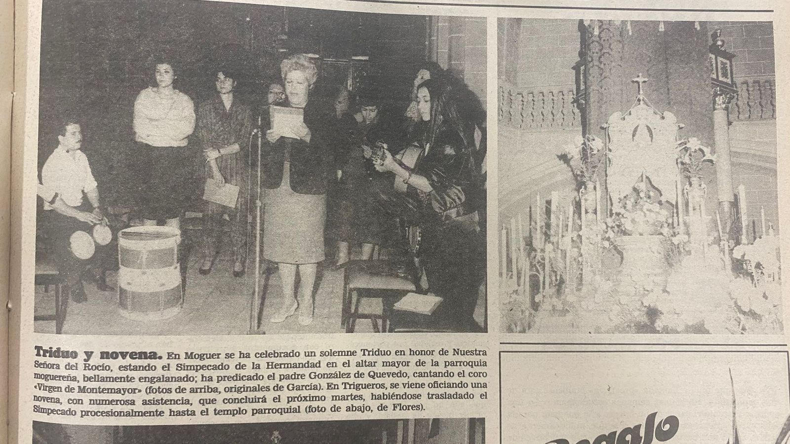 El simpecado de la Hermandad del Rocío de Moguer durante su Triduo.