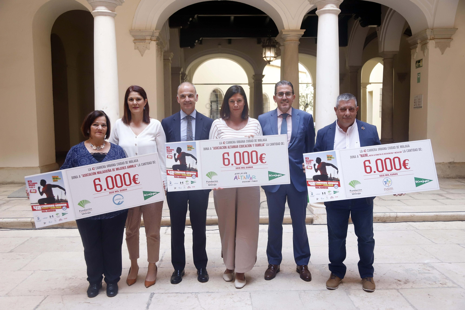 Las asociaciones Ammla, Altamar y NAIM reciben, este viernes, la recaudación de la carrera Ciudad de Málaga.