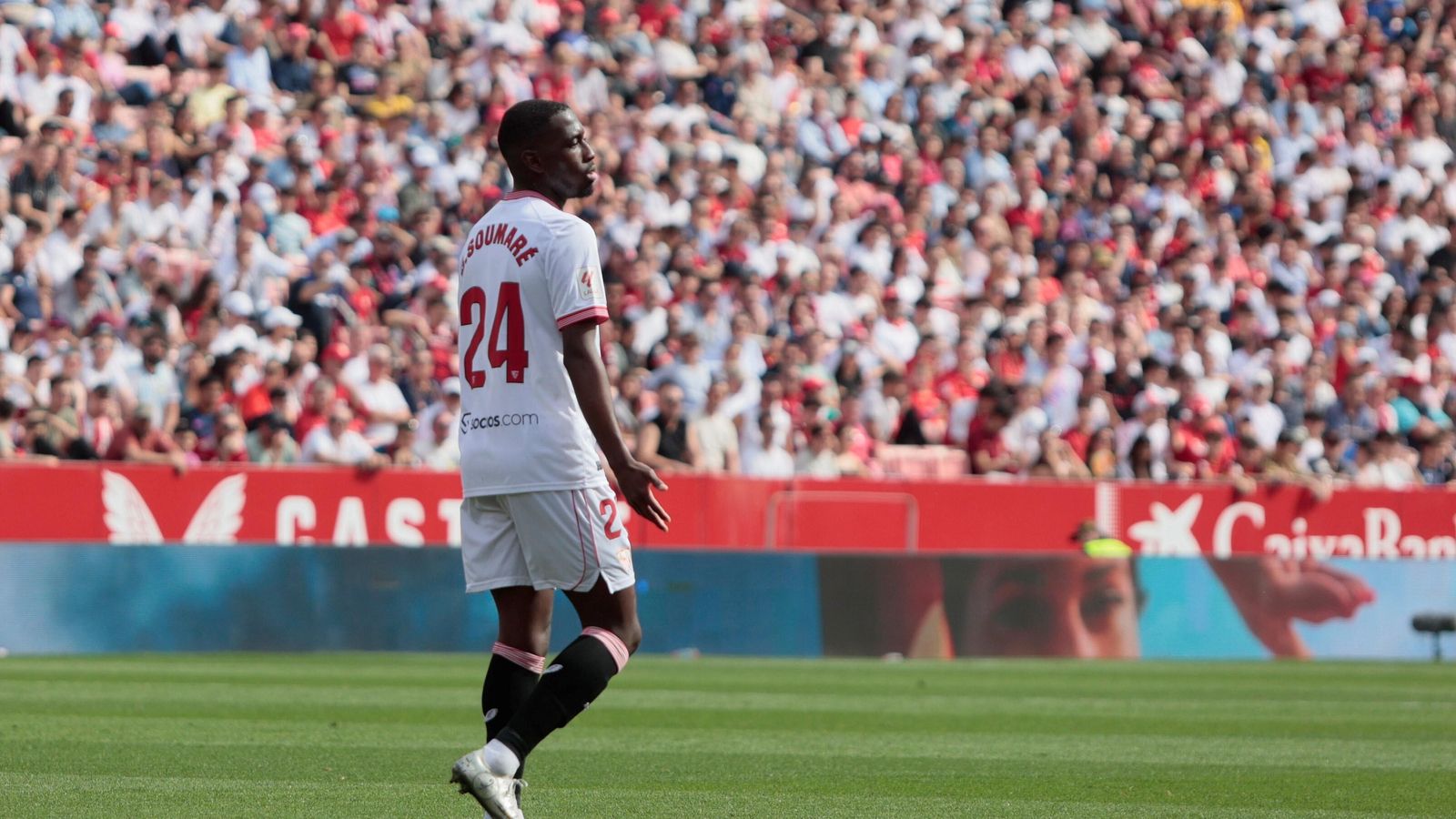 Soumaré se lamenta tras uno de los goles del Celta.