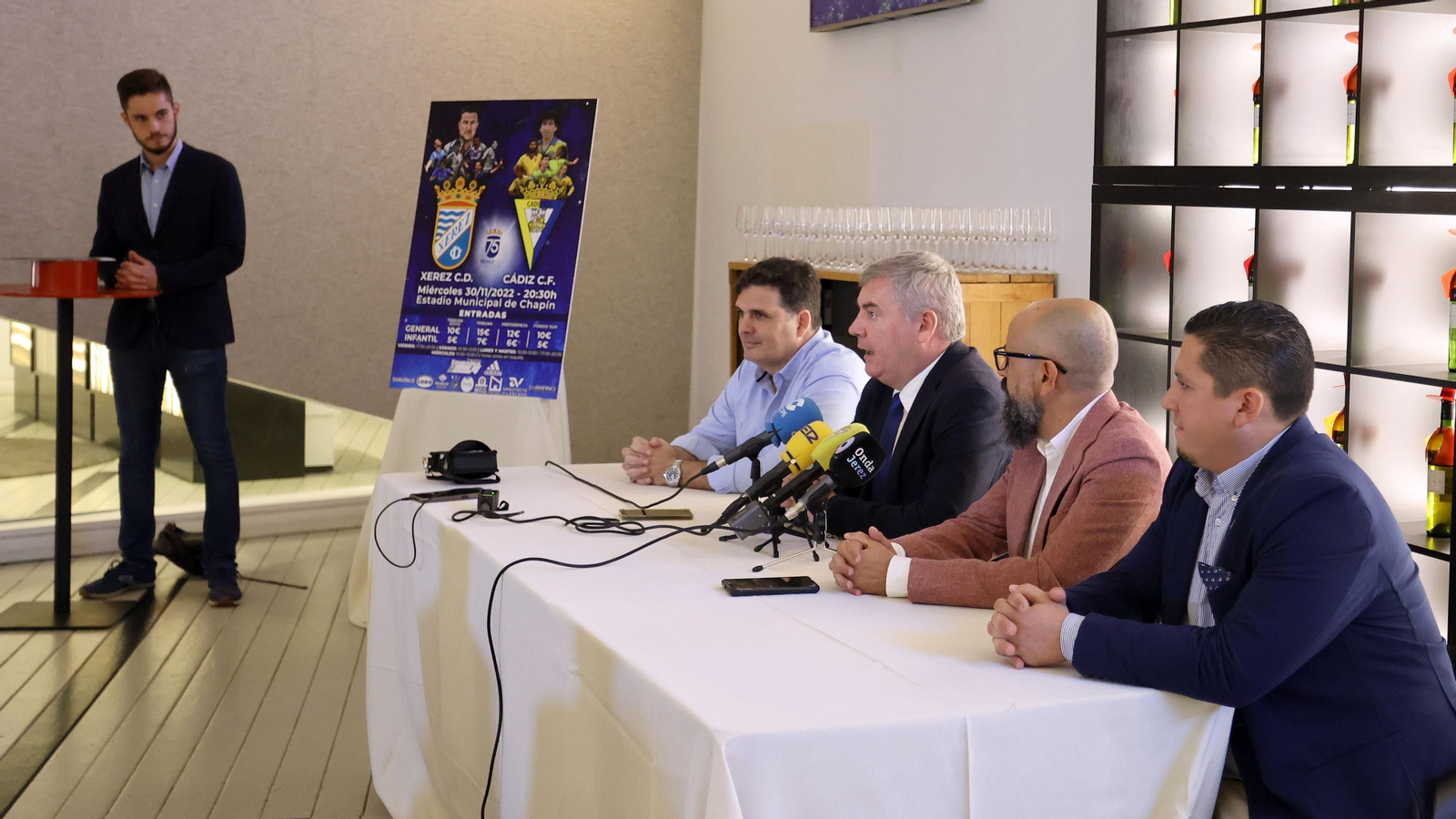 Cartel del partido Xerez CD - Cádiz CF en el 75 aniversario del Xerez CD