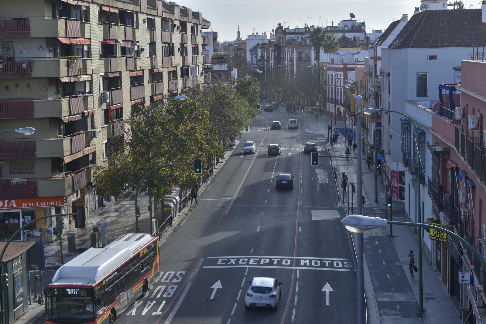 Vista aérea del tramo  María Auxiliadora-Menéndez Pelayo  por donde discurrirá  el Metro bajo tierra.