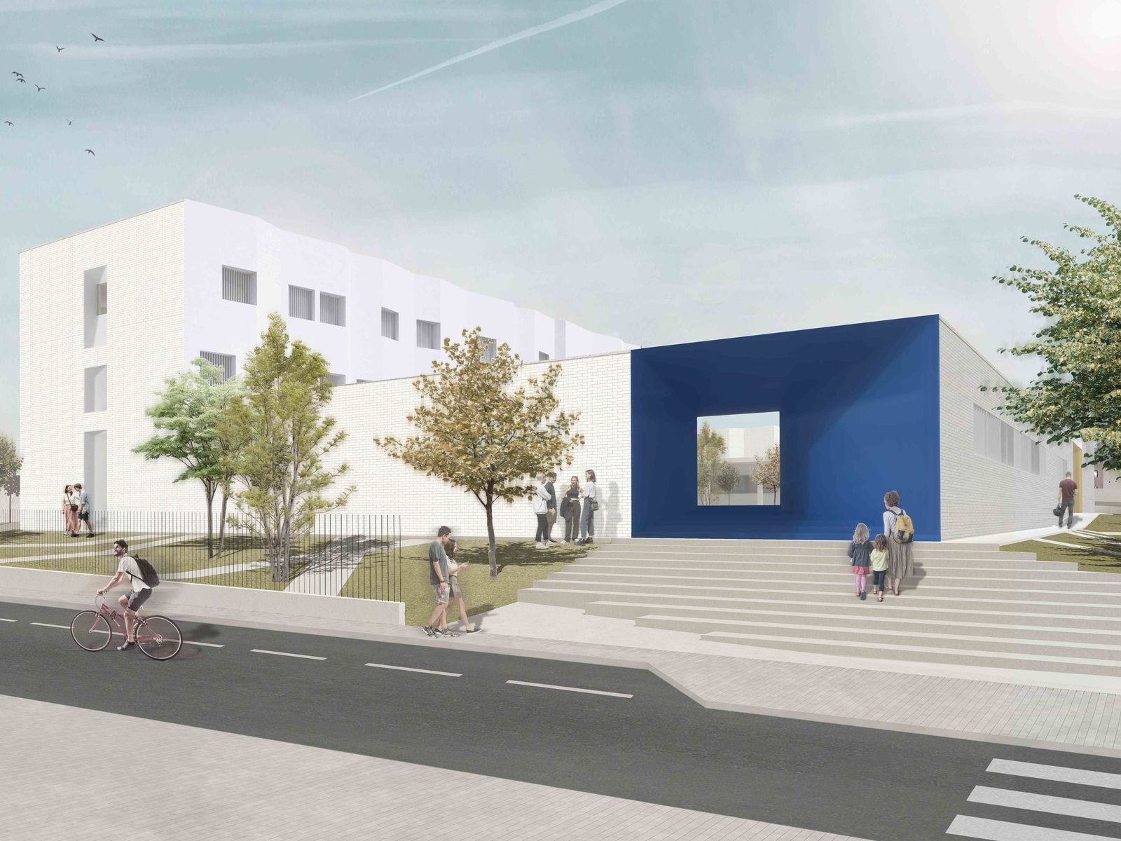 Exterior acceso azul