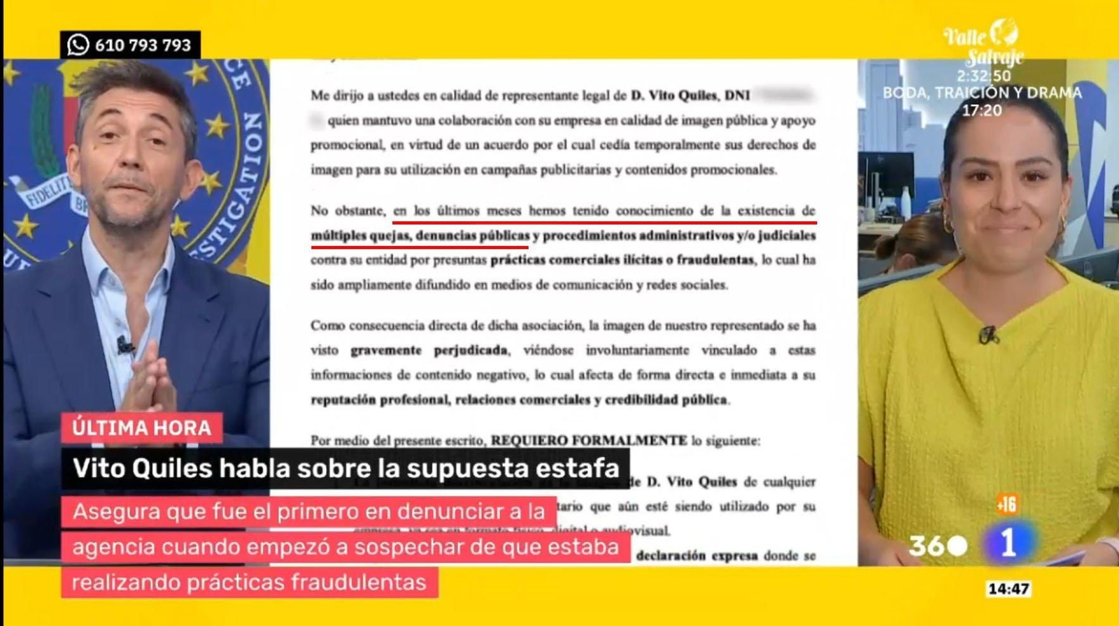 El escrito enviado por Vito Quiles.