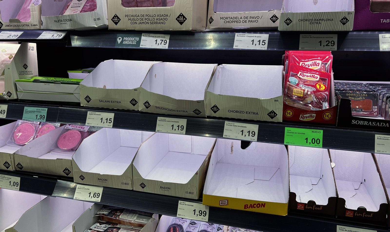 Desabastecimiento de alimentos en los supermercados de Sevilla