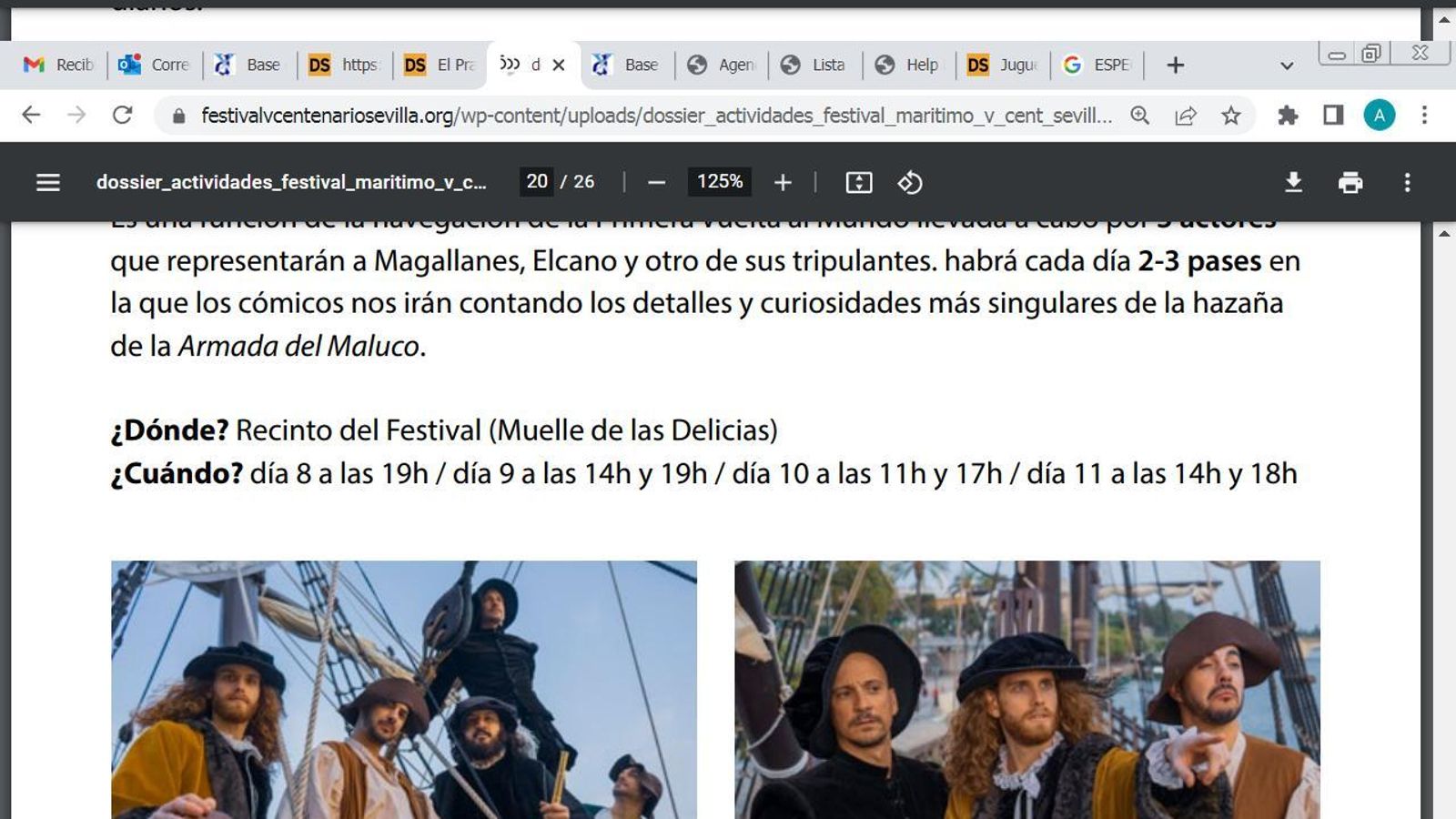 Representación teatral de la hazaña de Magallanes y Elcano.