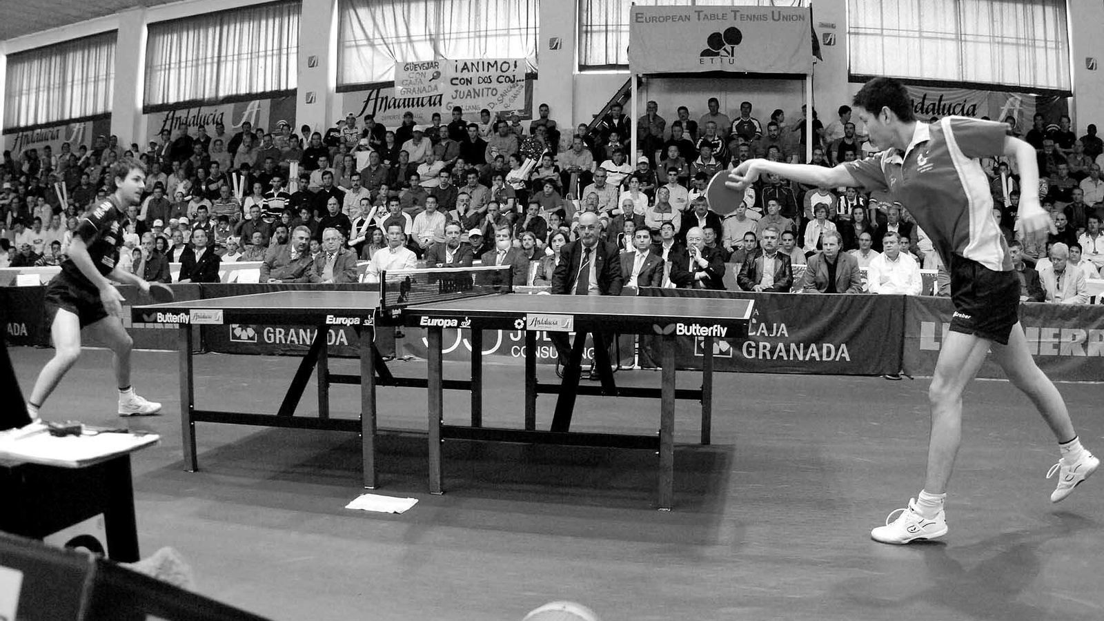 Fan Guoliang, en la semifinal de Champions contra el Gönnern, enfrentándose a Timo Boll