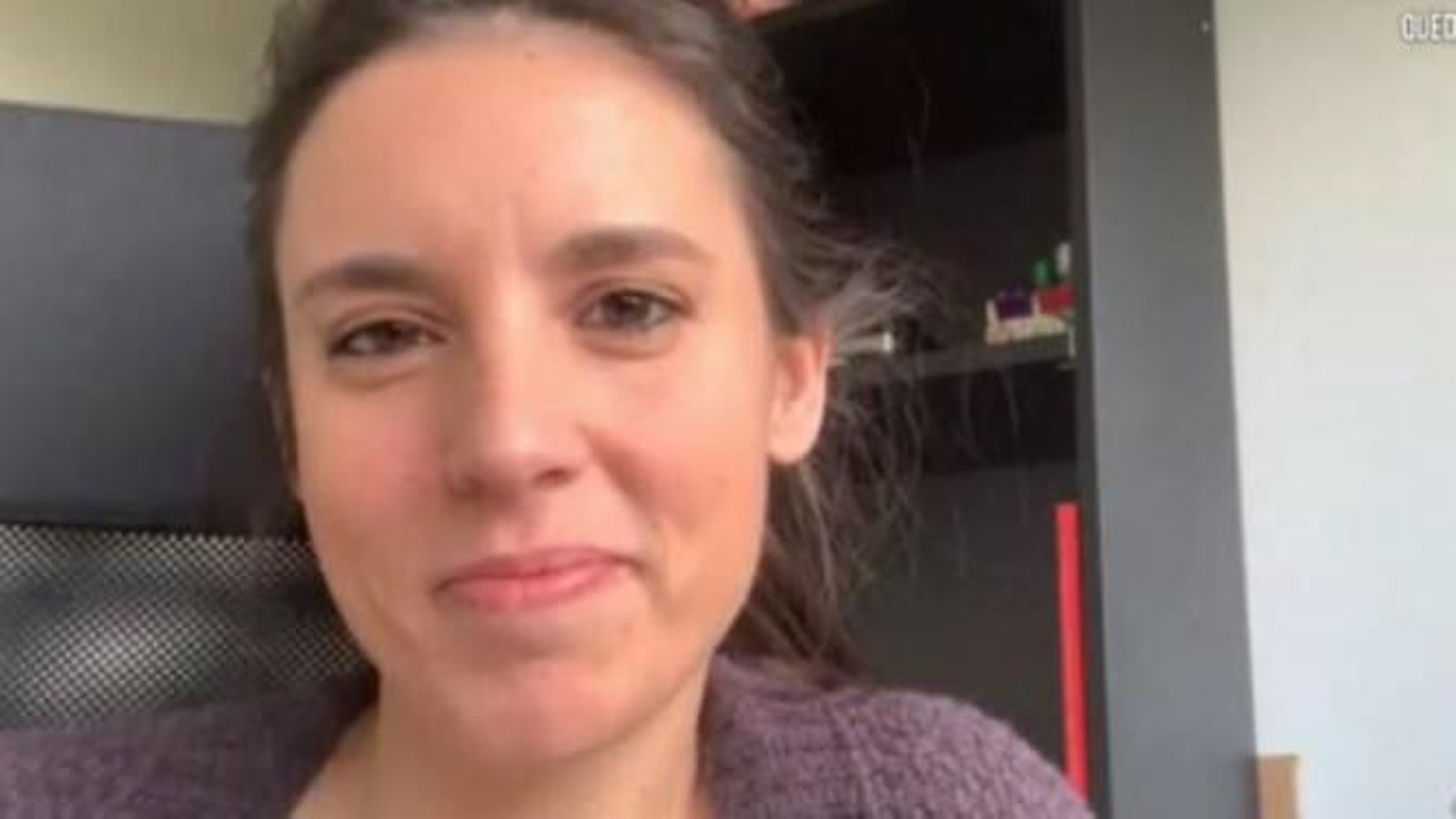 Irene Montero, en una entrevista ofrecida por videoconferencia.