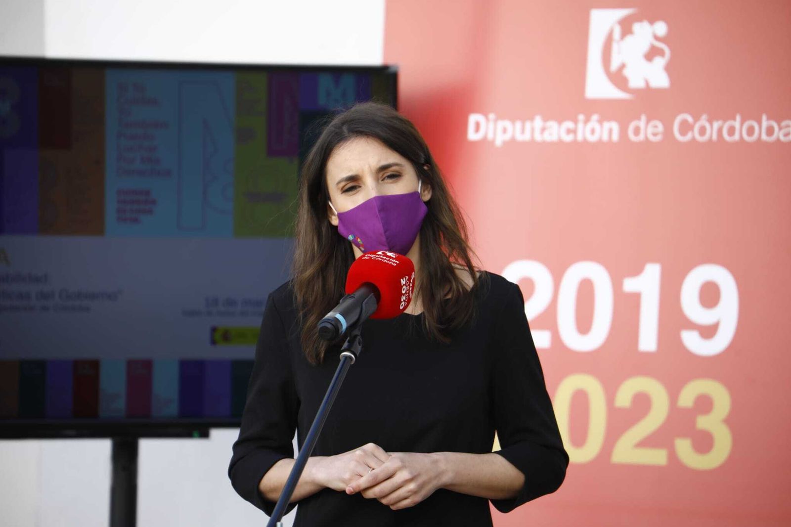 La ministra de Igualdad, Irene Montero, durante la rueda de prensa en Córdoba.
