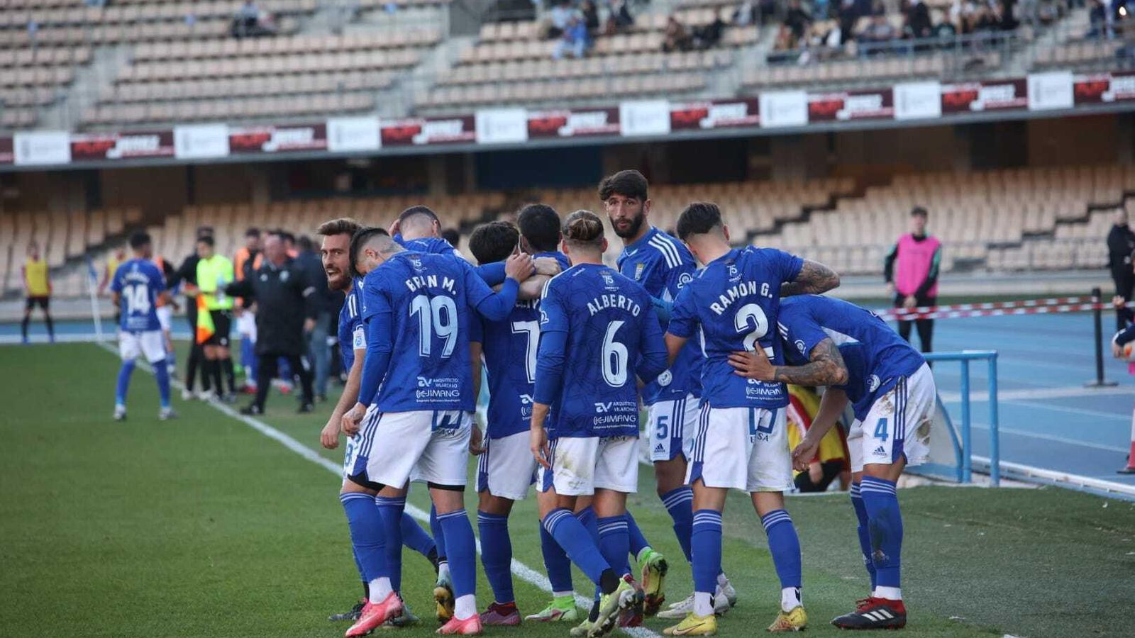 Los azulinos celebran el 1-0. Los azulinos celebran el 1-0.