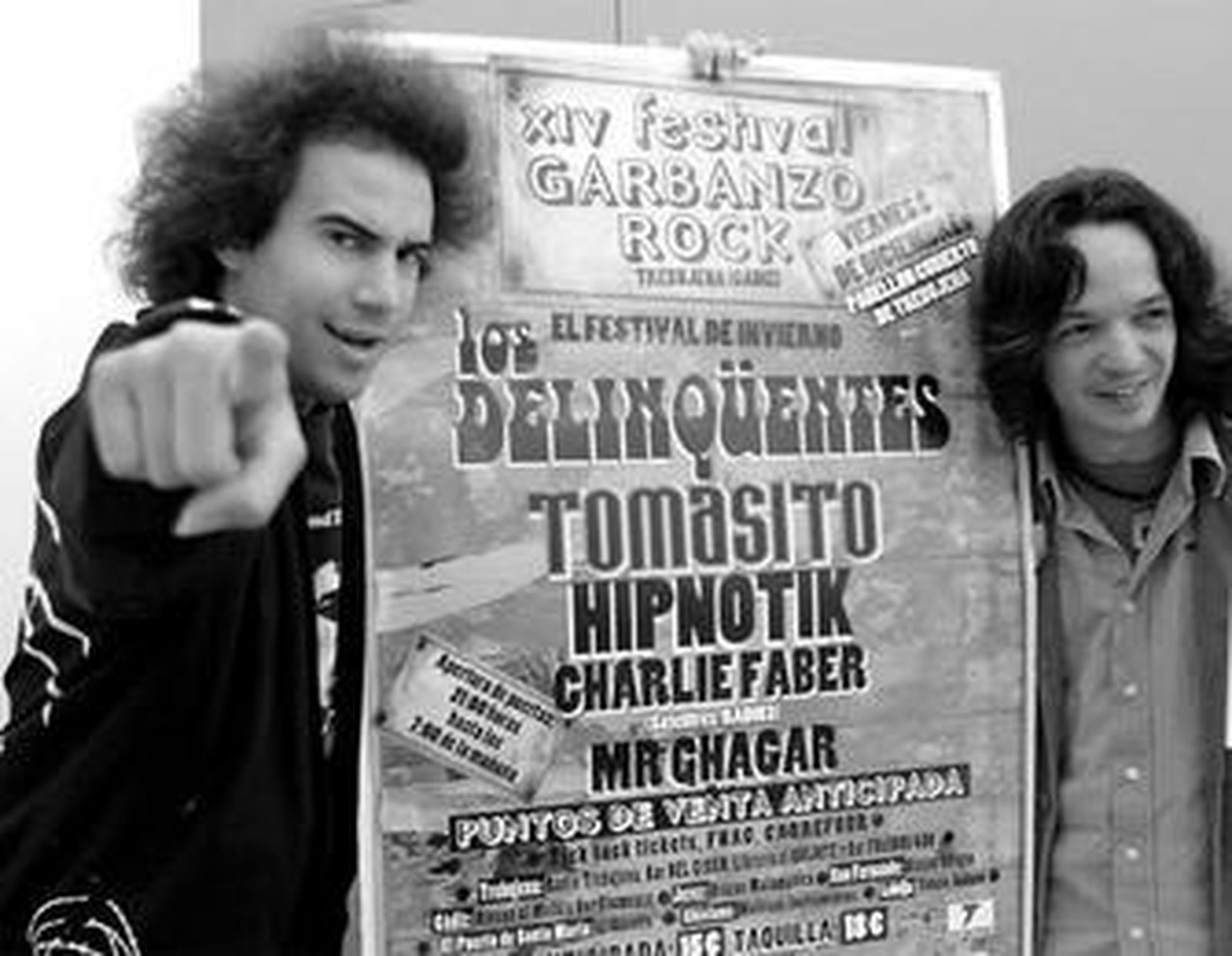 Marcos El Canijo y Diego El Ratón, de Los Delinqüentes, en la presentación del cartel del Garbanzo Rock.
