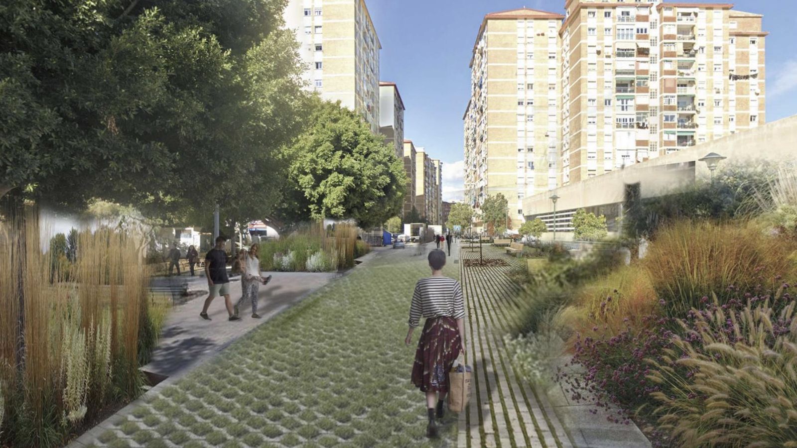Nueva zona peatonal proyectada en el entorno de Huelin.