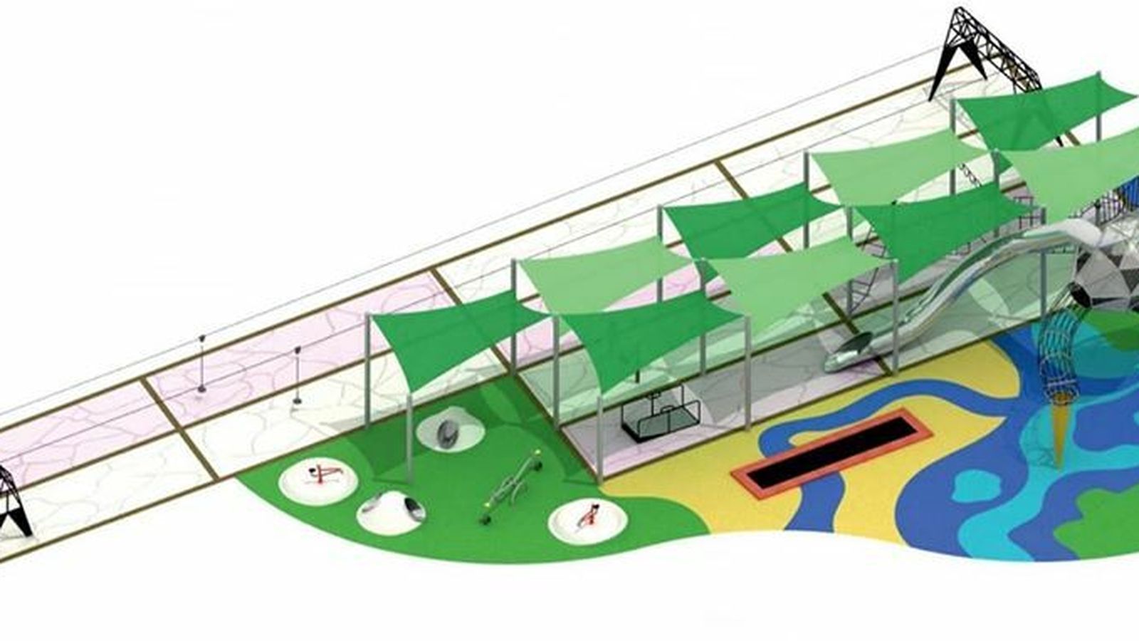 Recreación de la vista general del espacio, desde el aire.