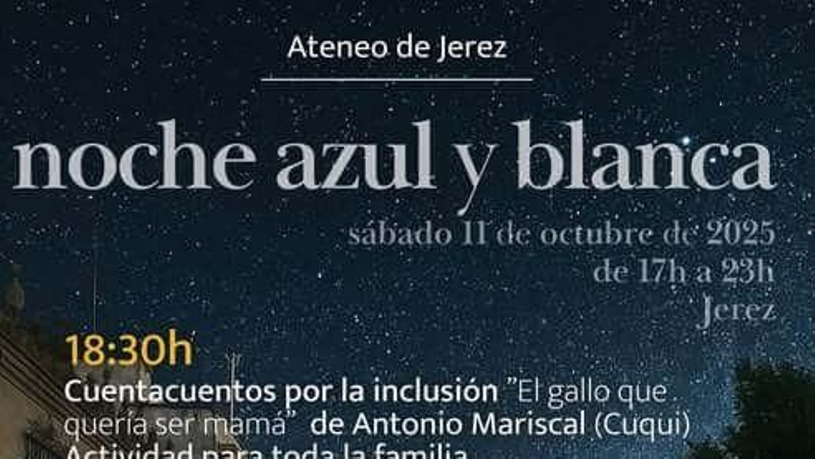 Cartel del Ateneo de Jerez de la 'Noche Azul y Blanca' de 2025