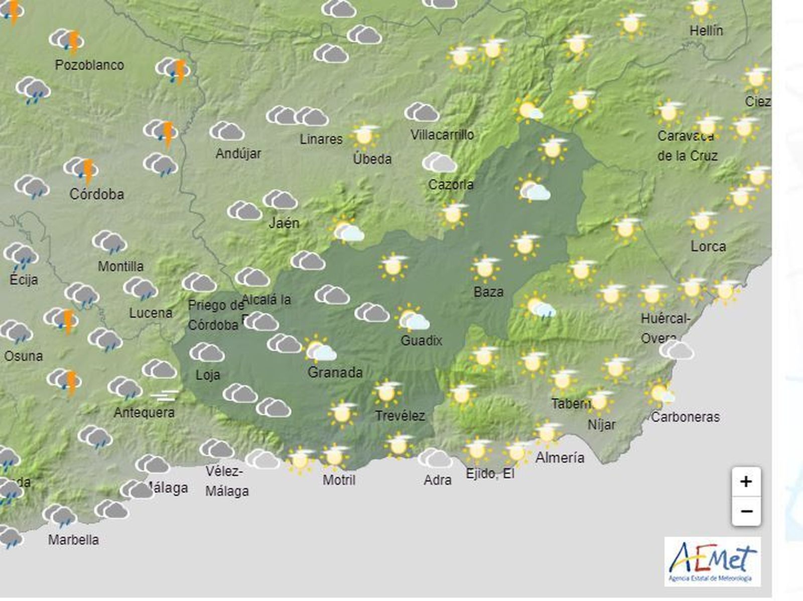 El Tiempo en Granada durante el 6 de marzo