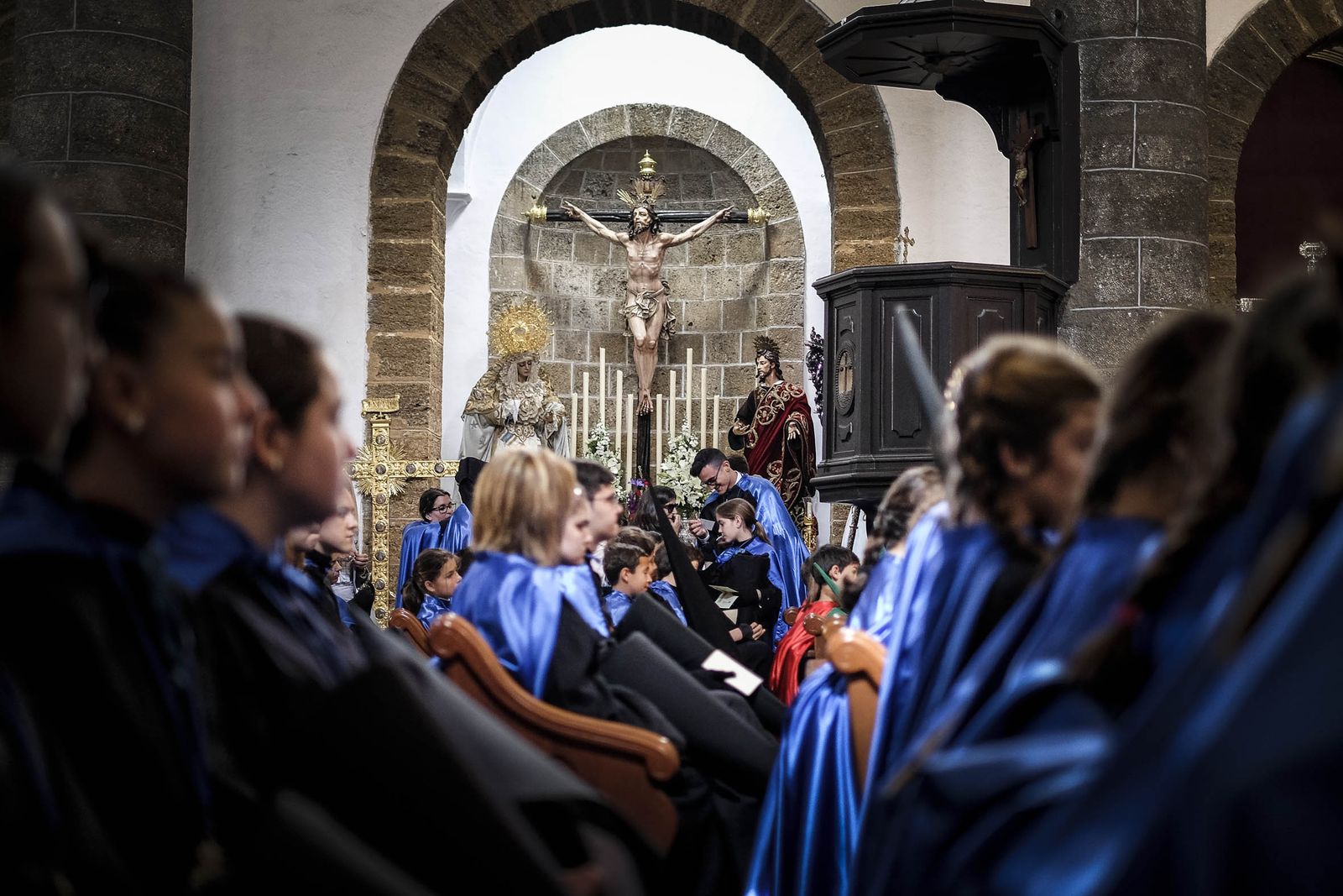 Los titulares del Perdón, en su capilla el pasado Miércoles Santo.