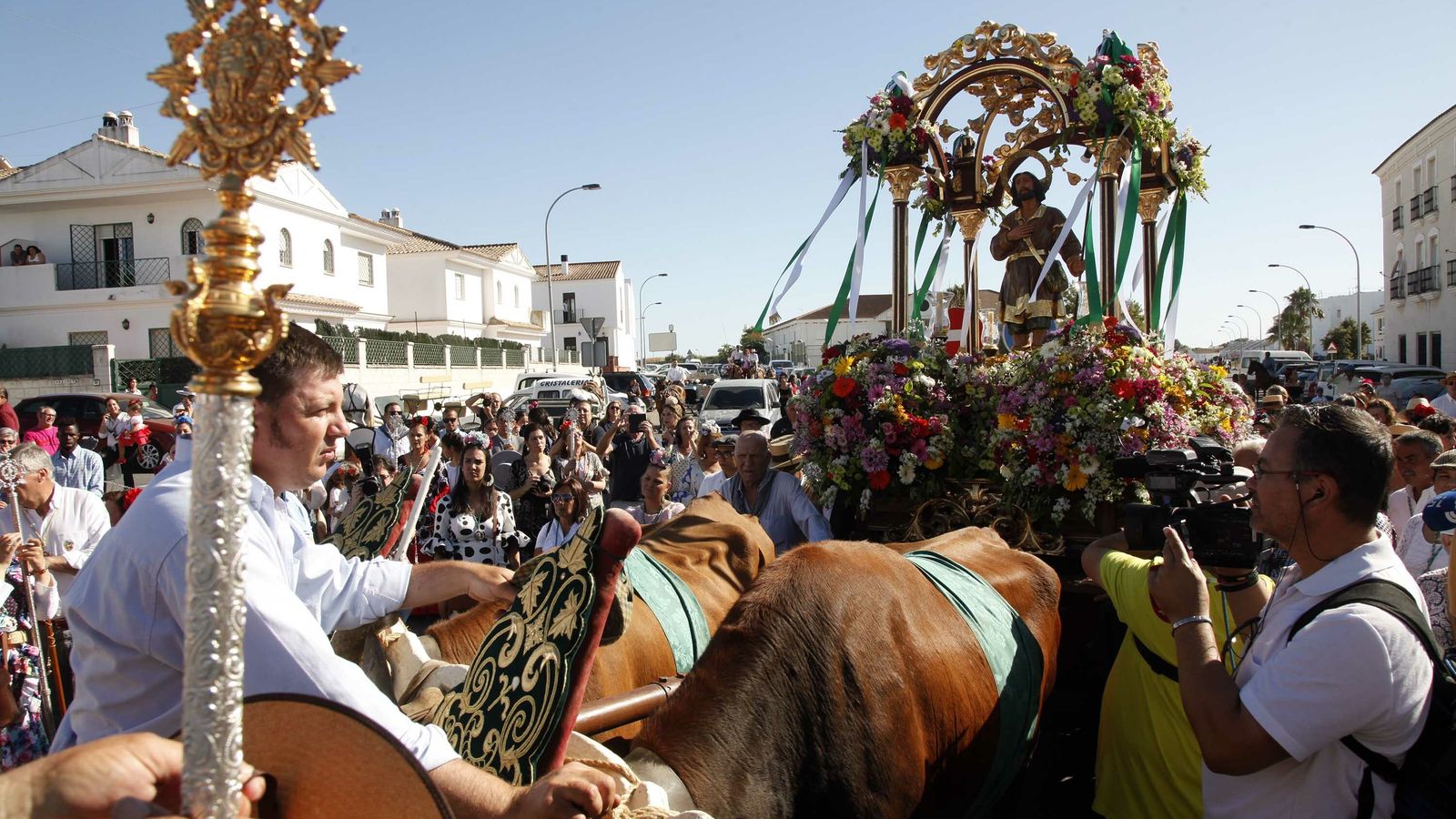 Imagen del patrón de la localidad de Cartaya en su romería.
