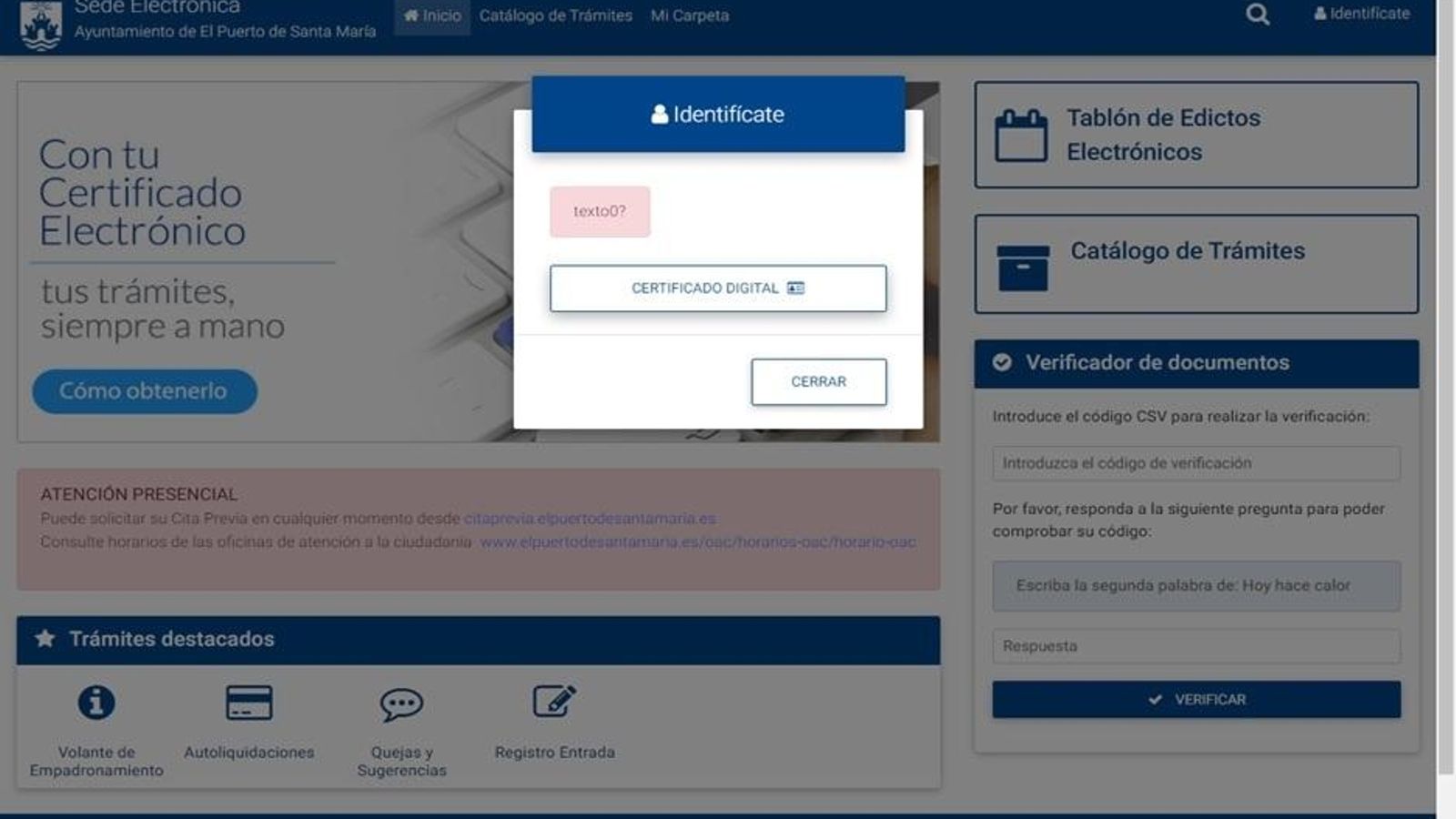 Una imagen de la sede electrónica del Ayuntamiento.