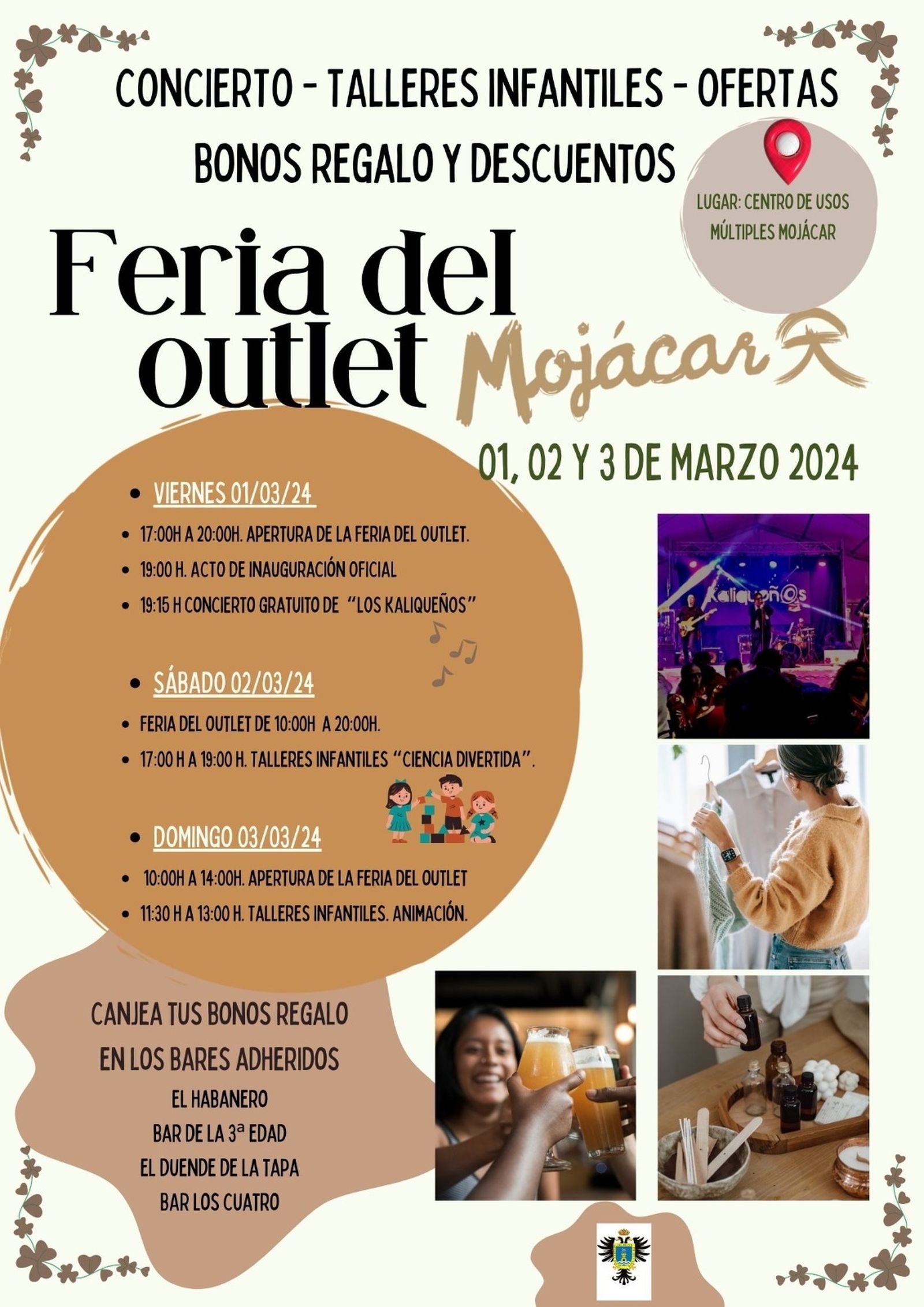 Cartel de la Feria del Outlet de Mojácar.