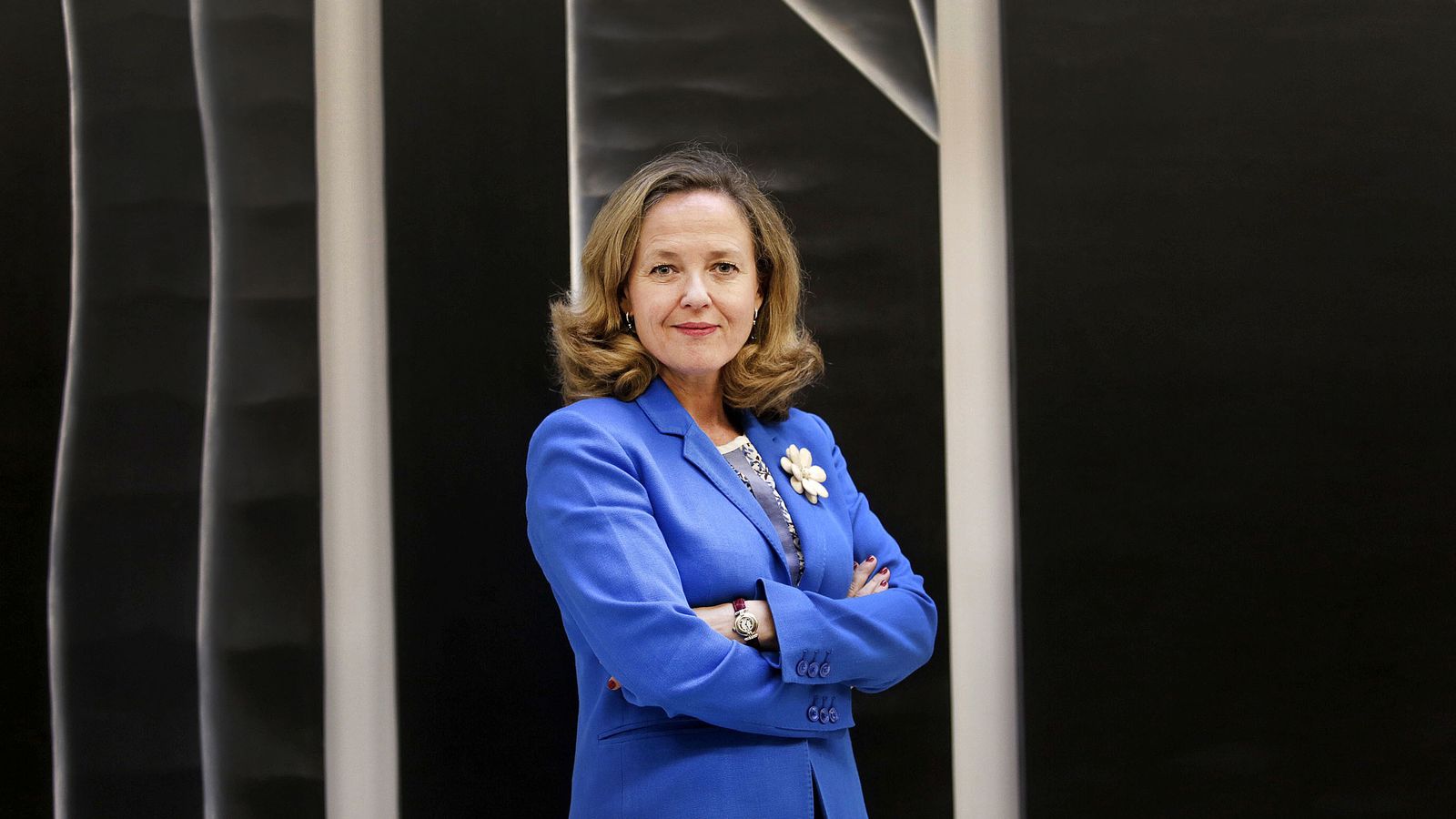 Nadia Calviño, ministra de Economía y Empresa en funciones, durante la entrevista celebrada en la Confederación de Empresarios de Cádiz.