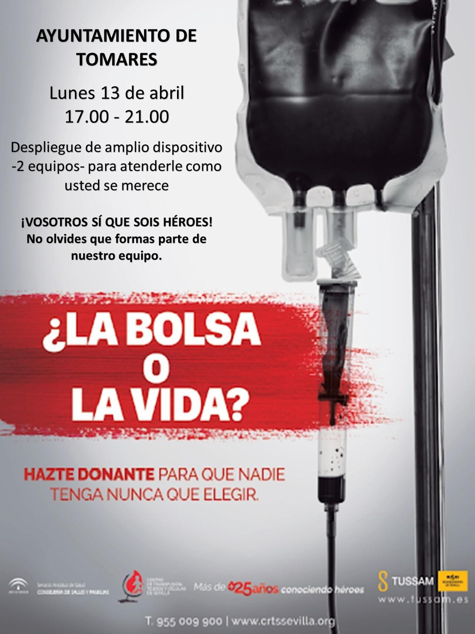 Cartel de la campaña de donación de sangre en Tomares.