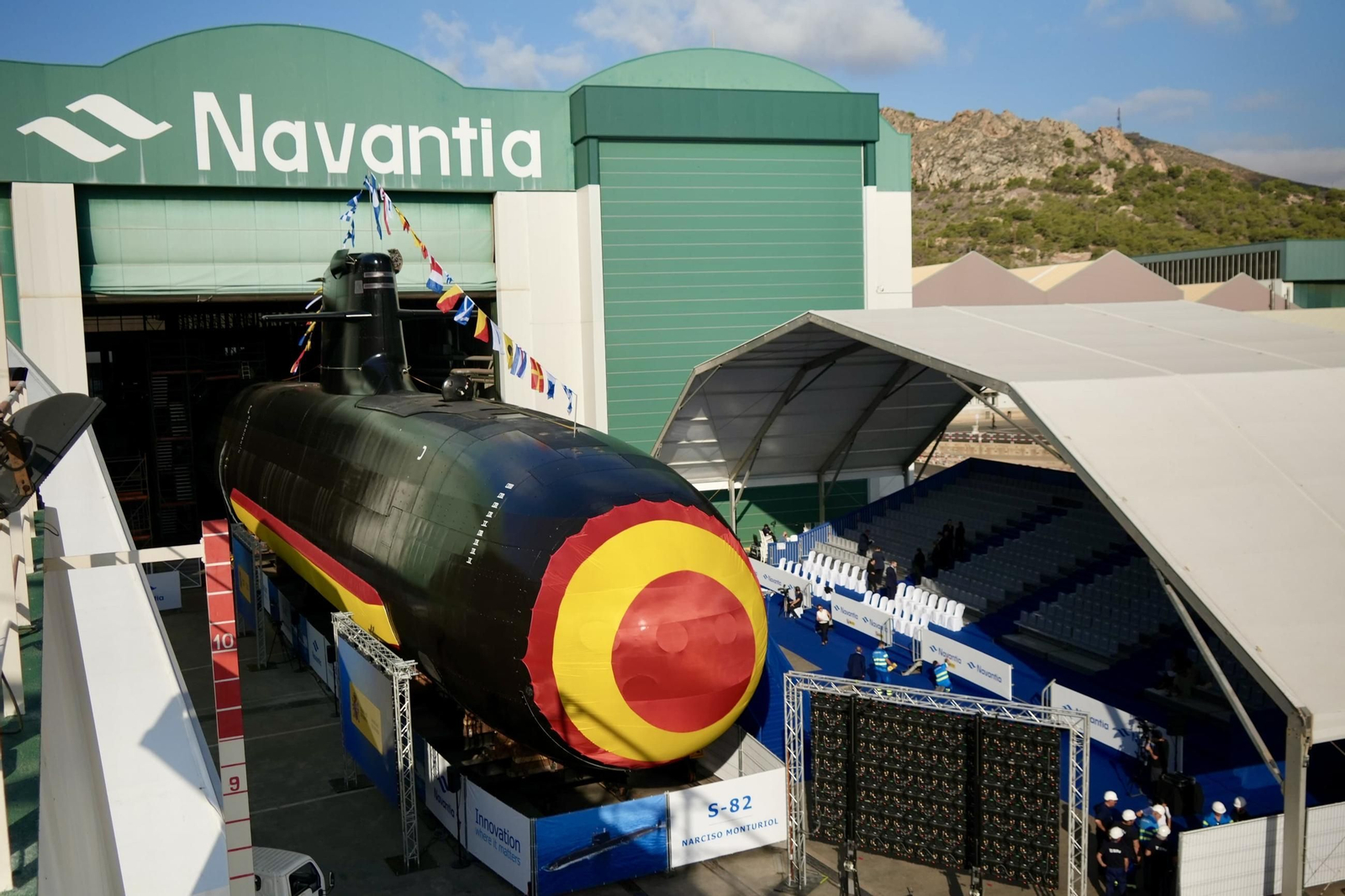 El submarino S- 82 'Narciso Monturiol' construido por Navantia en Cartagena para la Armada española.