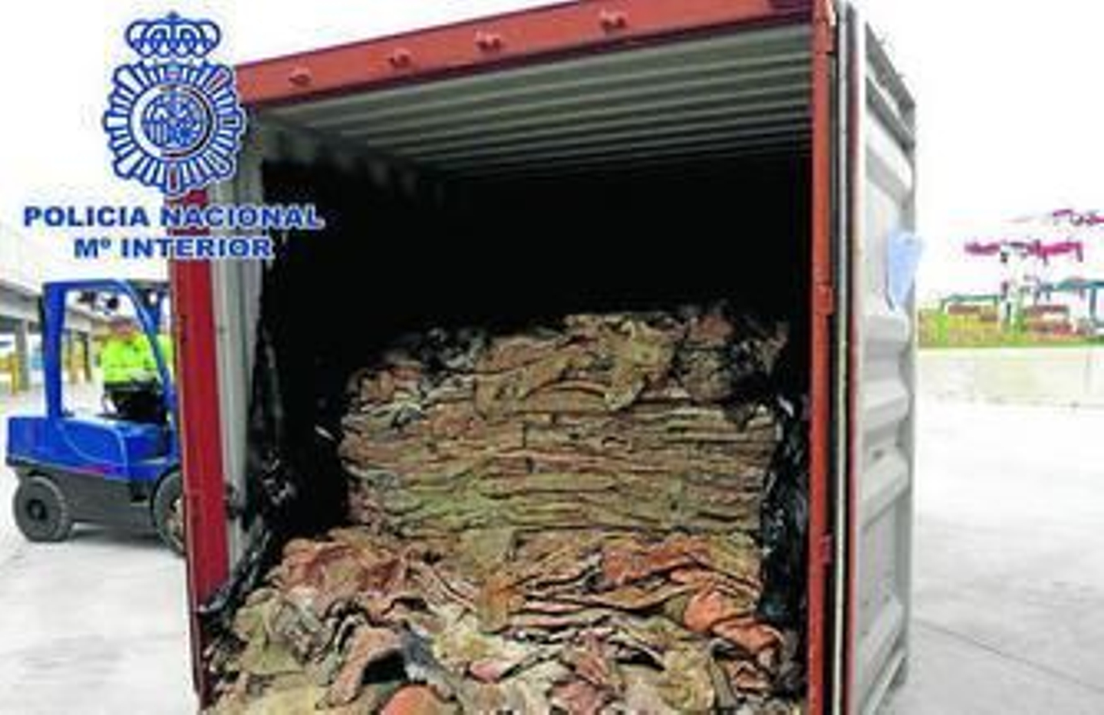 Imagen de un contenedor interceptado por la Policía Nacional.