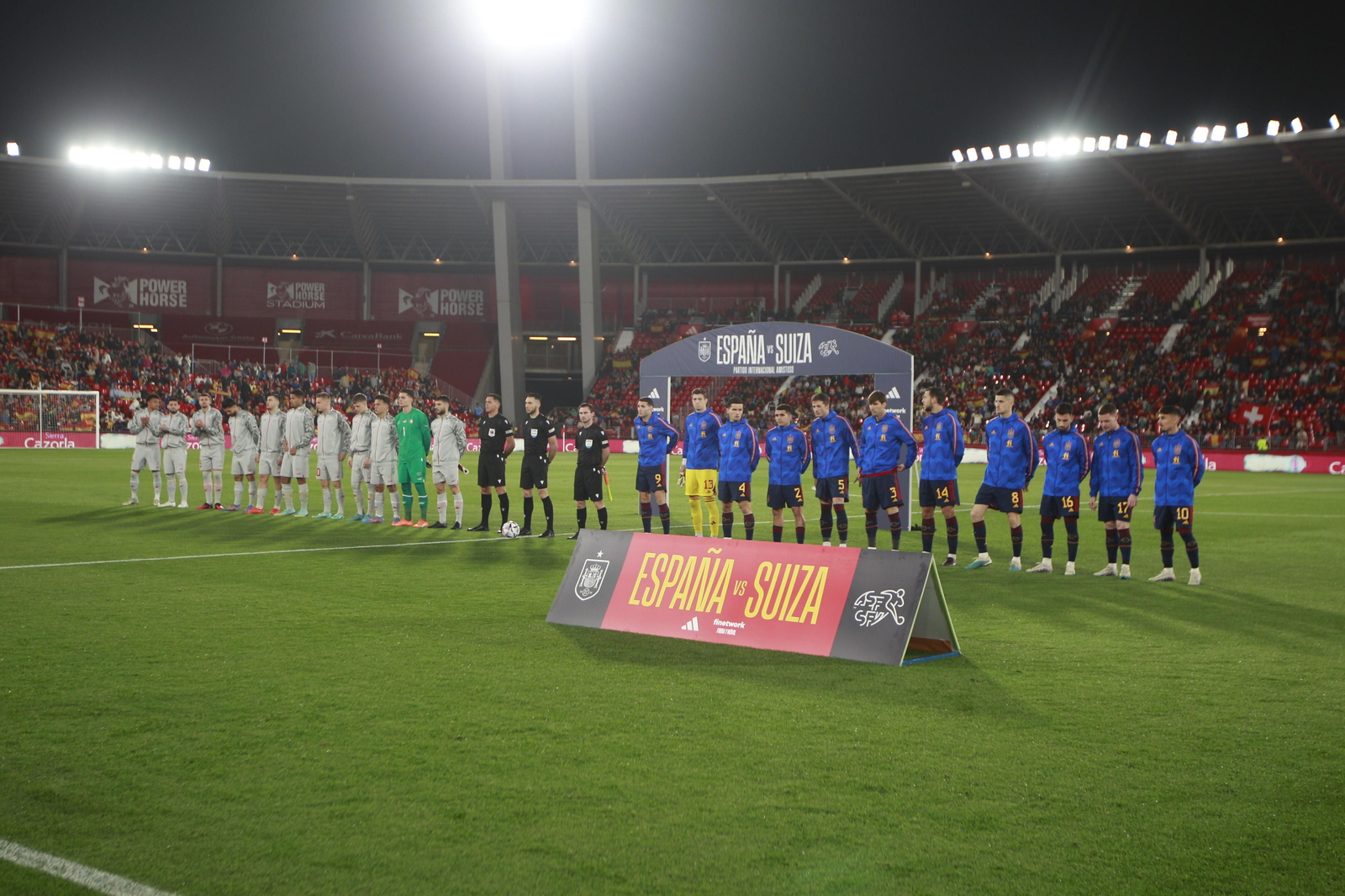 Imágenes del partido de fútbol amistoso entre las selecciones de España y Suiza Sub 21, disputado en Almería