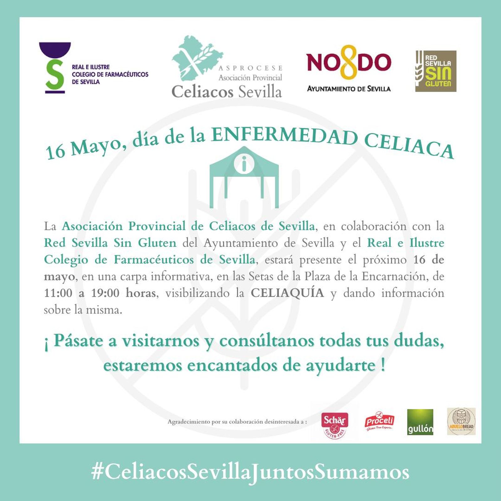 El cartel sobre la actividad de Asprocese por el Día Enfermedad Celiaca