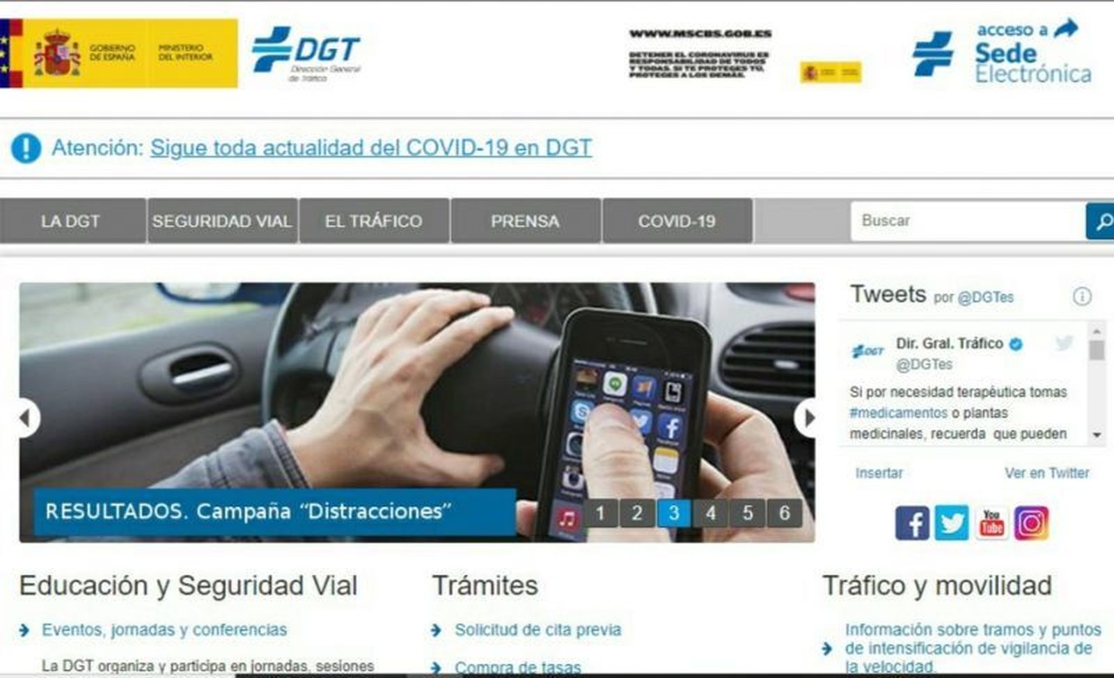Imagen de la sede electrónica de la DGT