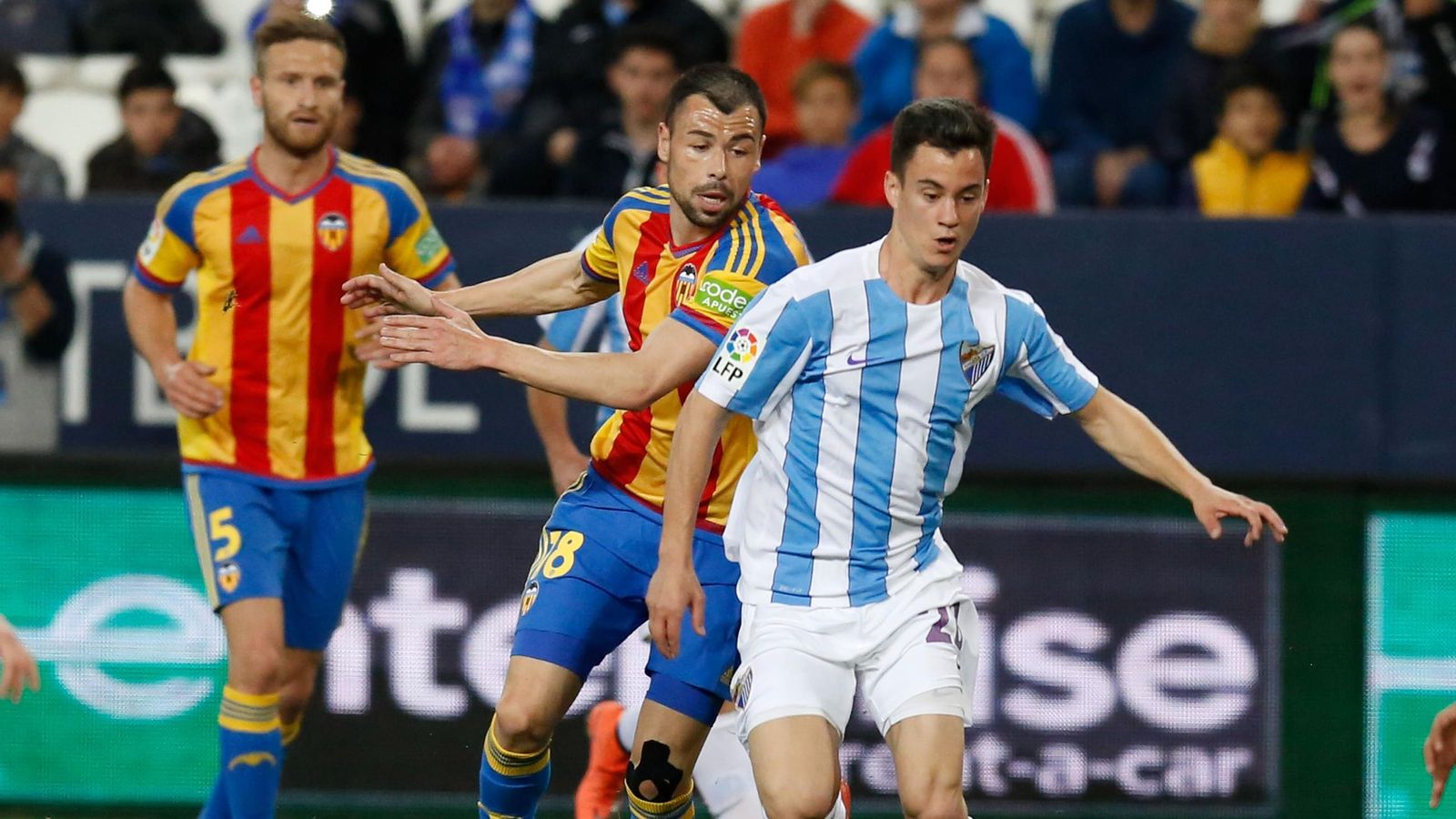 Juanpi Añor en un Málaga CF-Valencia CF.