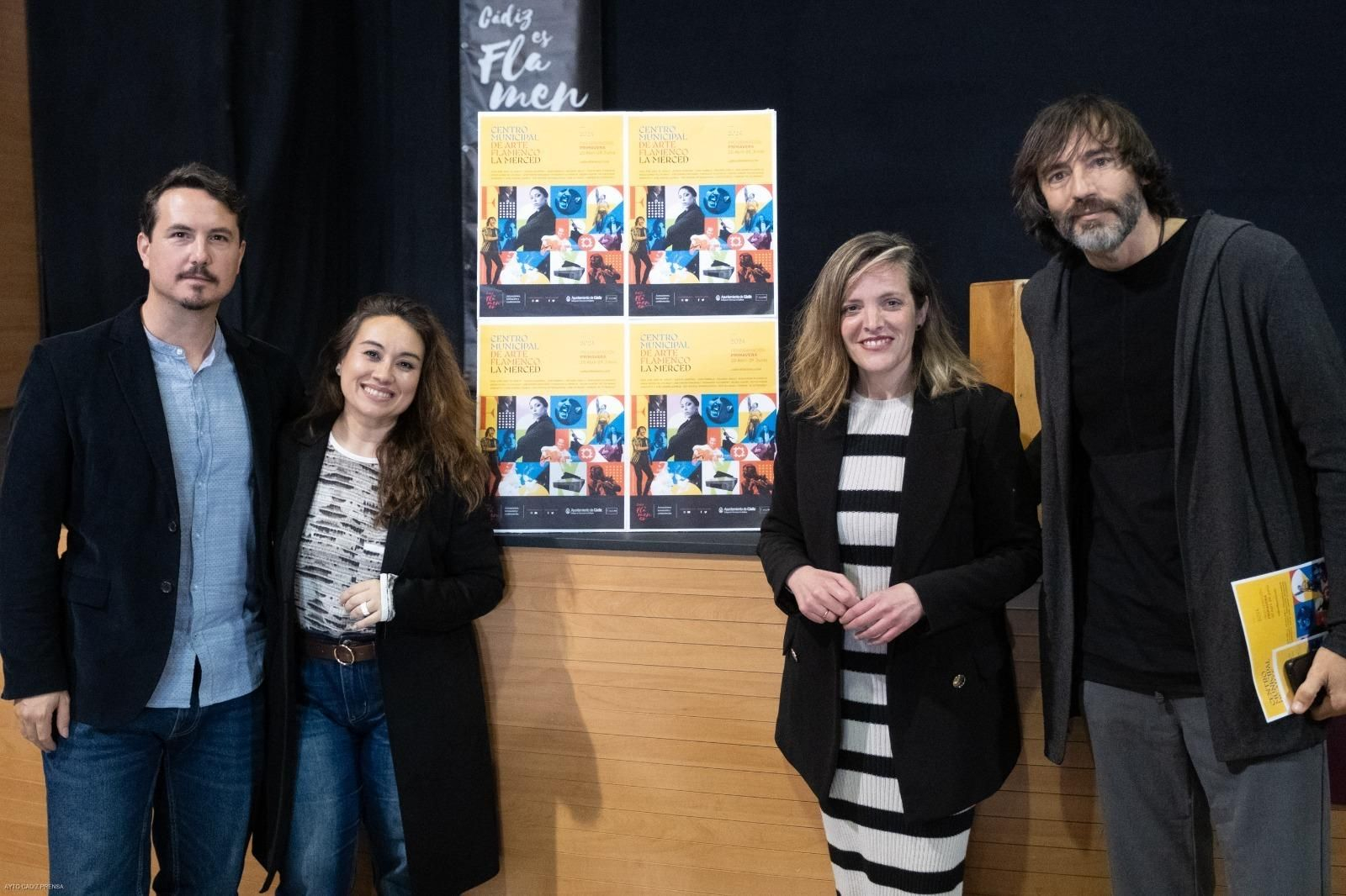 Andrés Hernández 'Pituquete', Encarna Anillo, Maite González y Juan José Jaén 'El Junco', en la presentación del programa del centro de la Merced.