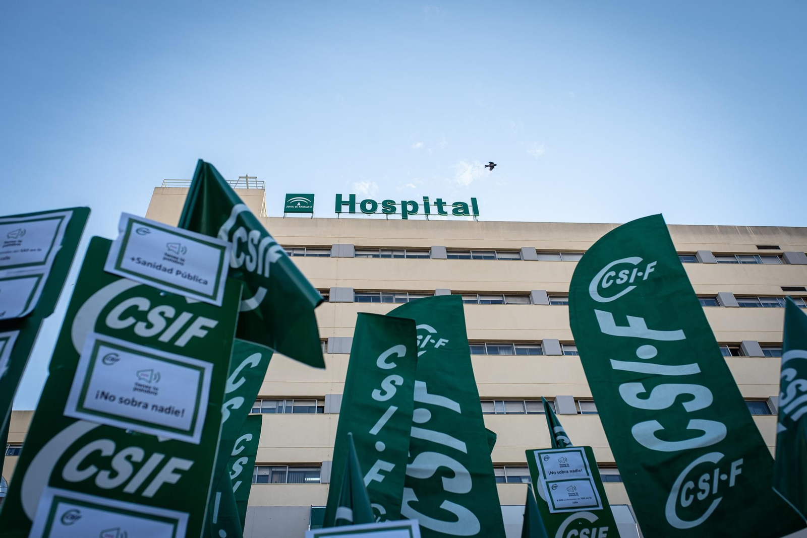 Imágenes  de la concentración sindical de sanitarios en el Infanta Elena