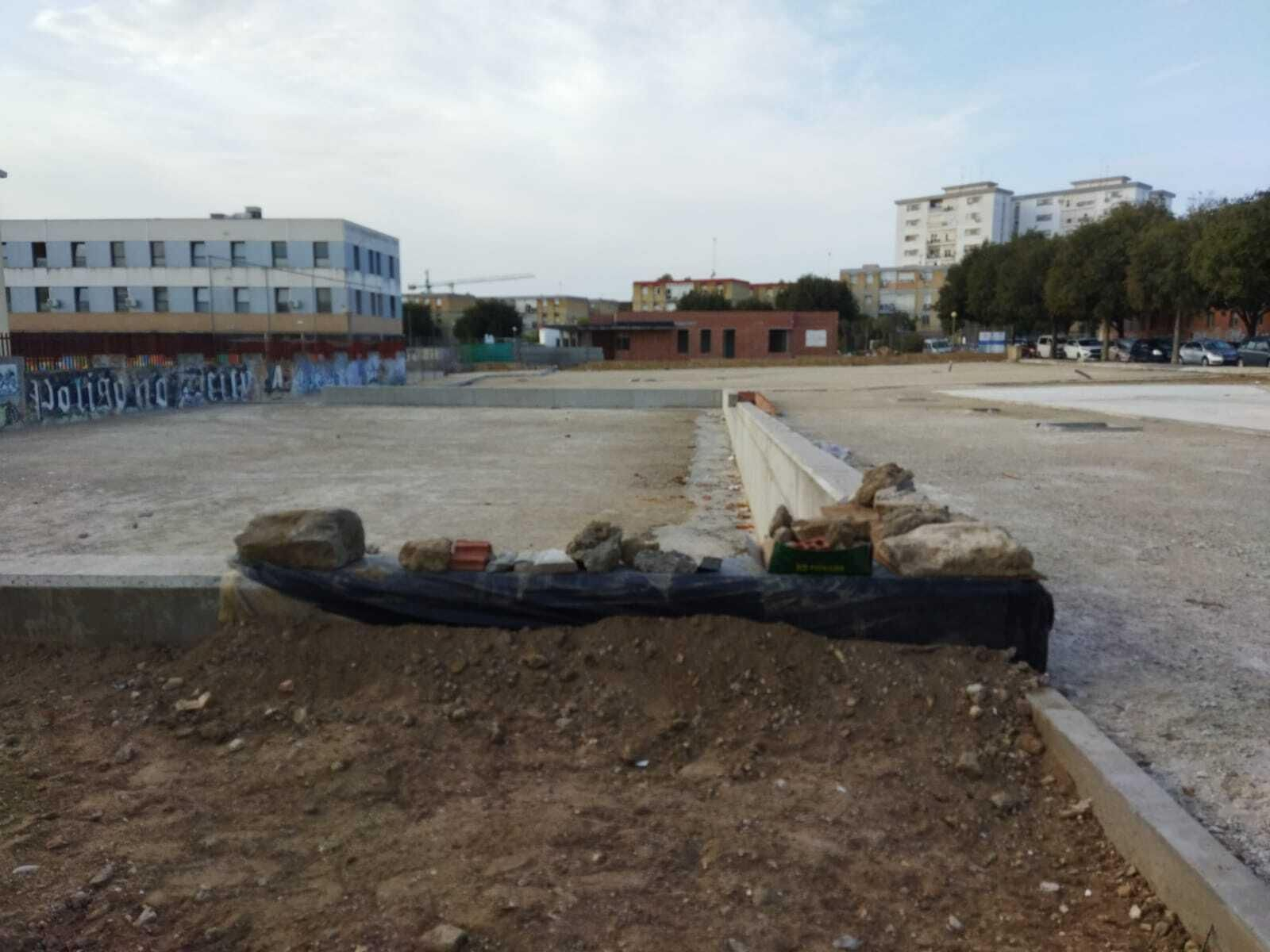 Aspecto que presenta la obra de nuevo equipamiento en San Benito.