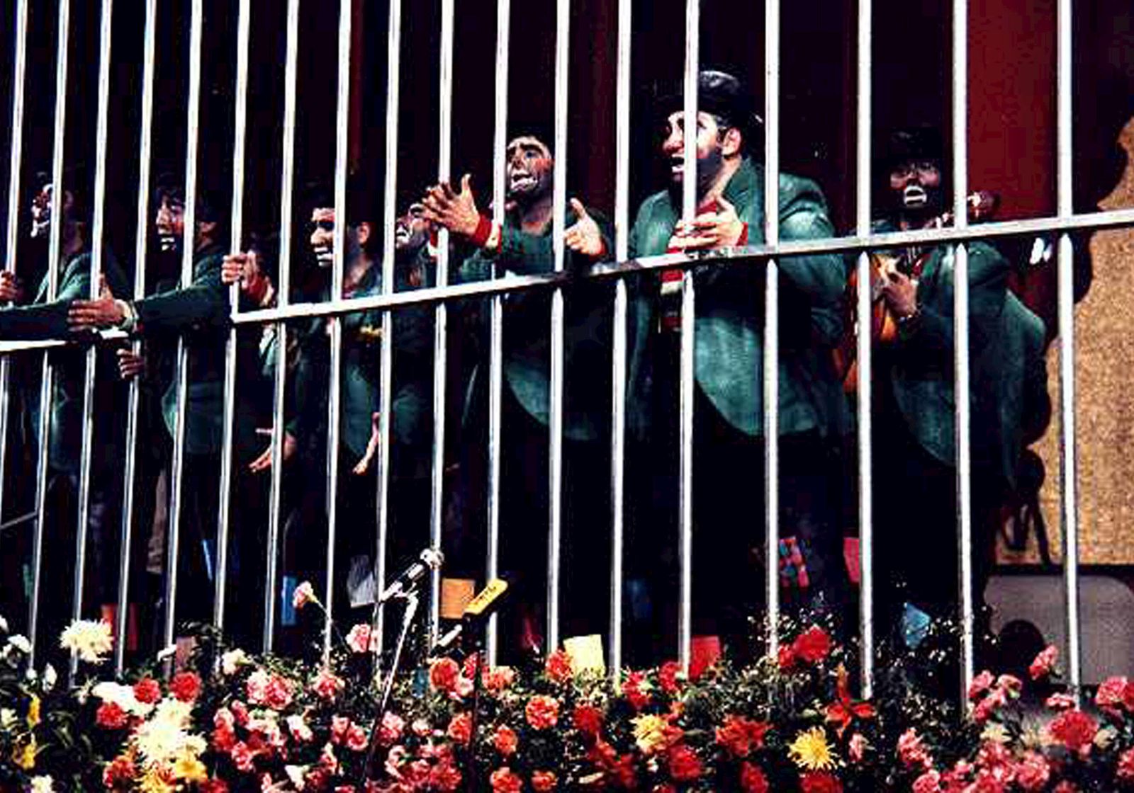 La comparsa de Antonio Martín ‘Entre rejas’, ganadora de su modalidad en 1985.