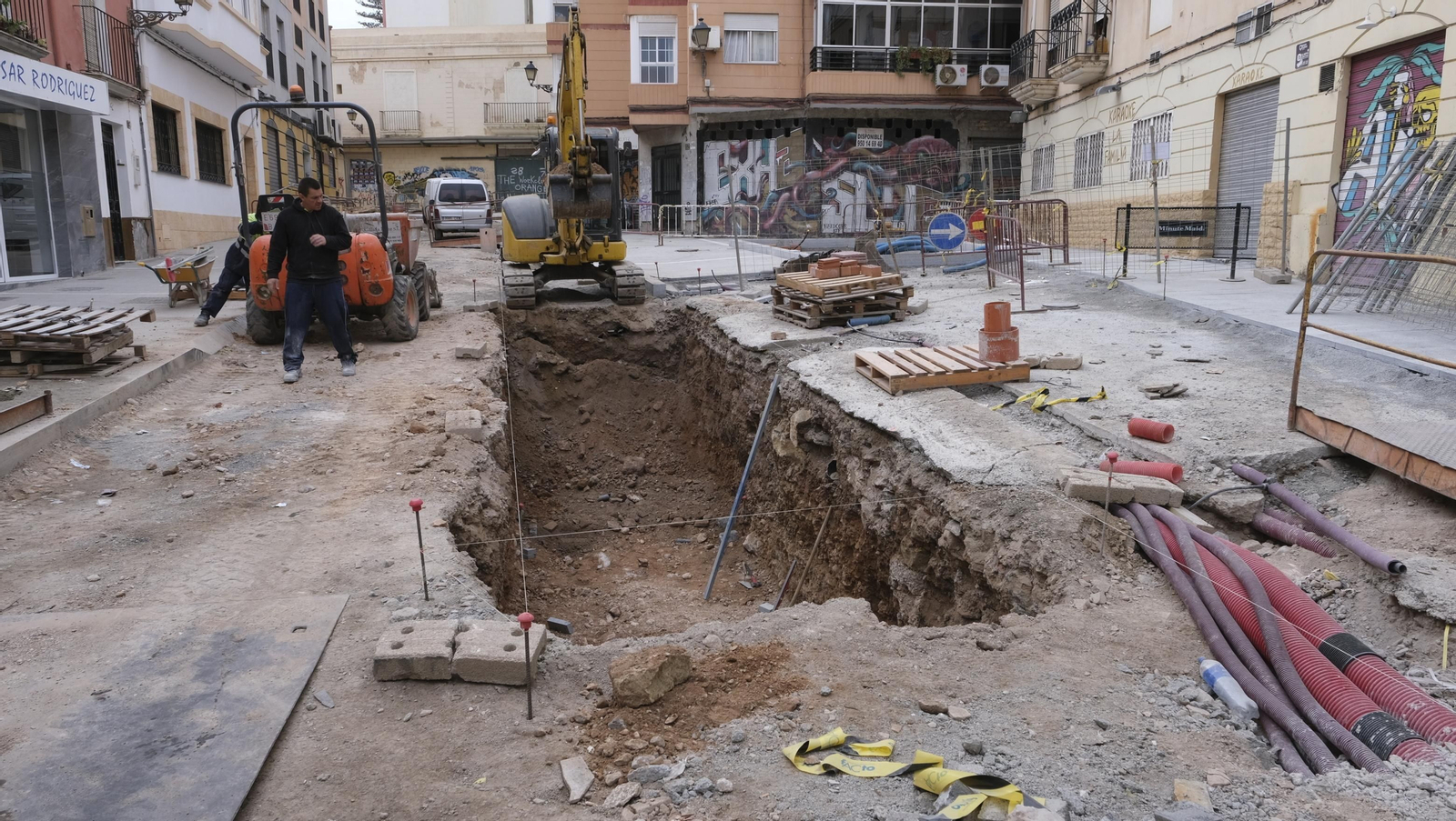 Imágenes de la Plaza Masnou en obras. Almería