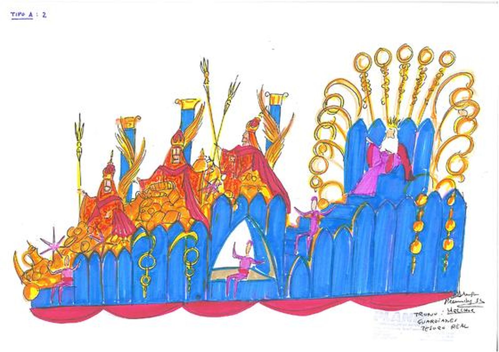 Carroza del Rey Melchor y los guardianes del Tesoro Real