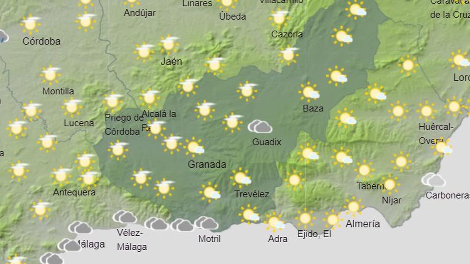Tiempo en Granada | La provincia inicia la semana con intervalos de nubes medias y altas
