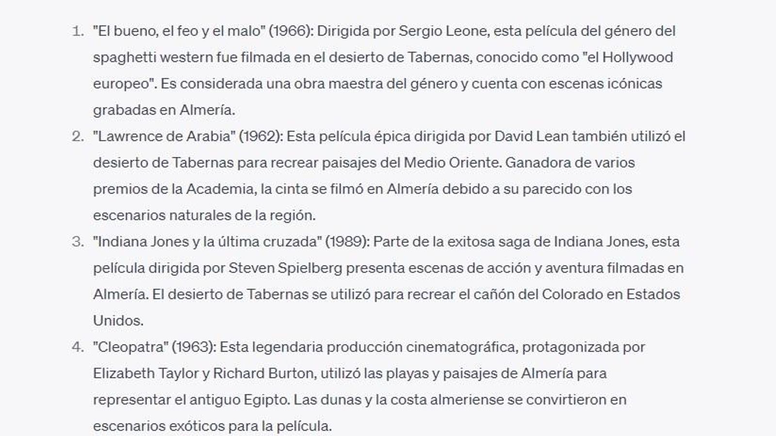 Respuesta del ChatGPT